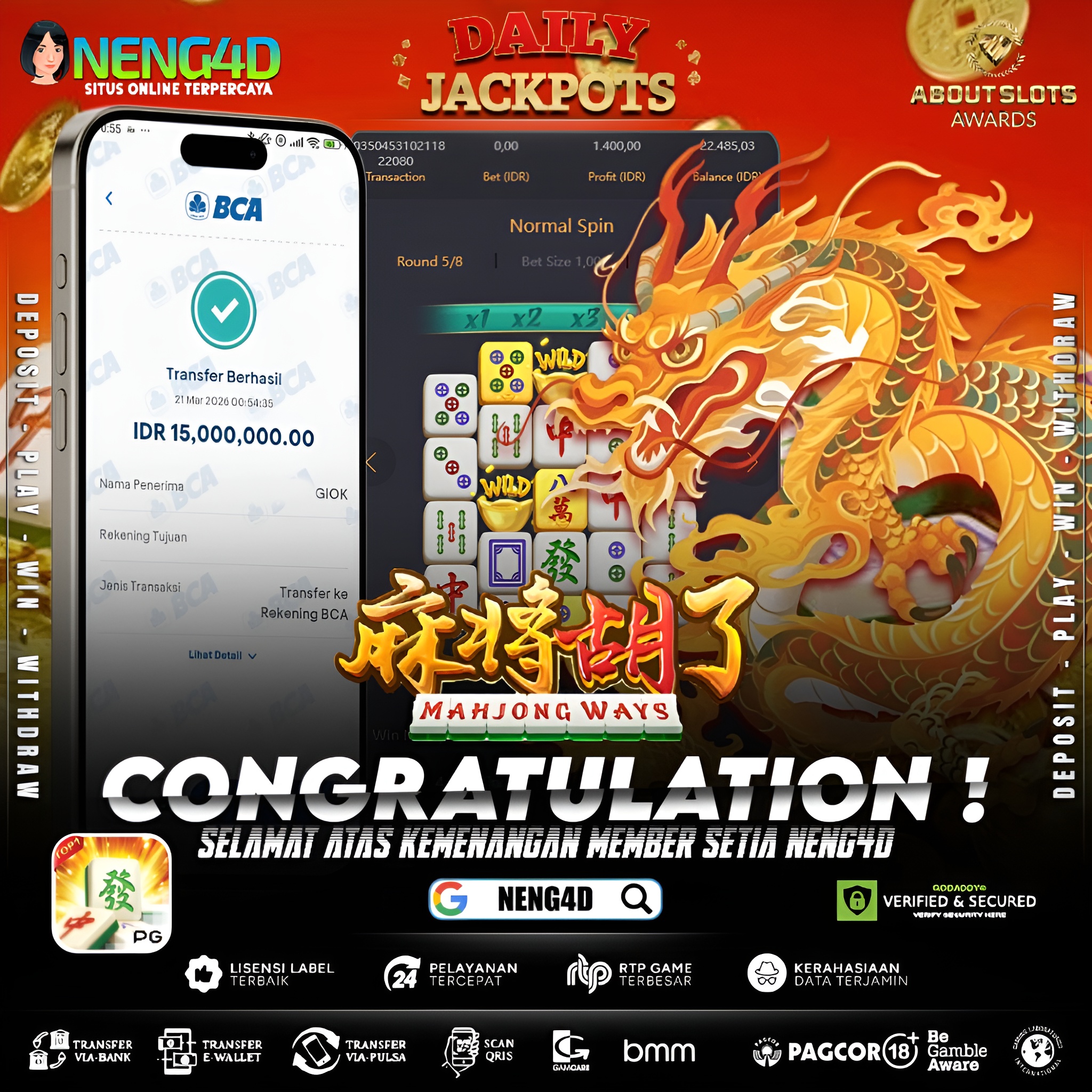 KEMENANGAN 15 JUTA DI MAHJONG WAYS