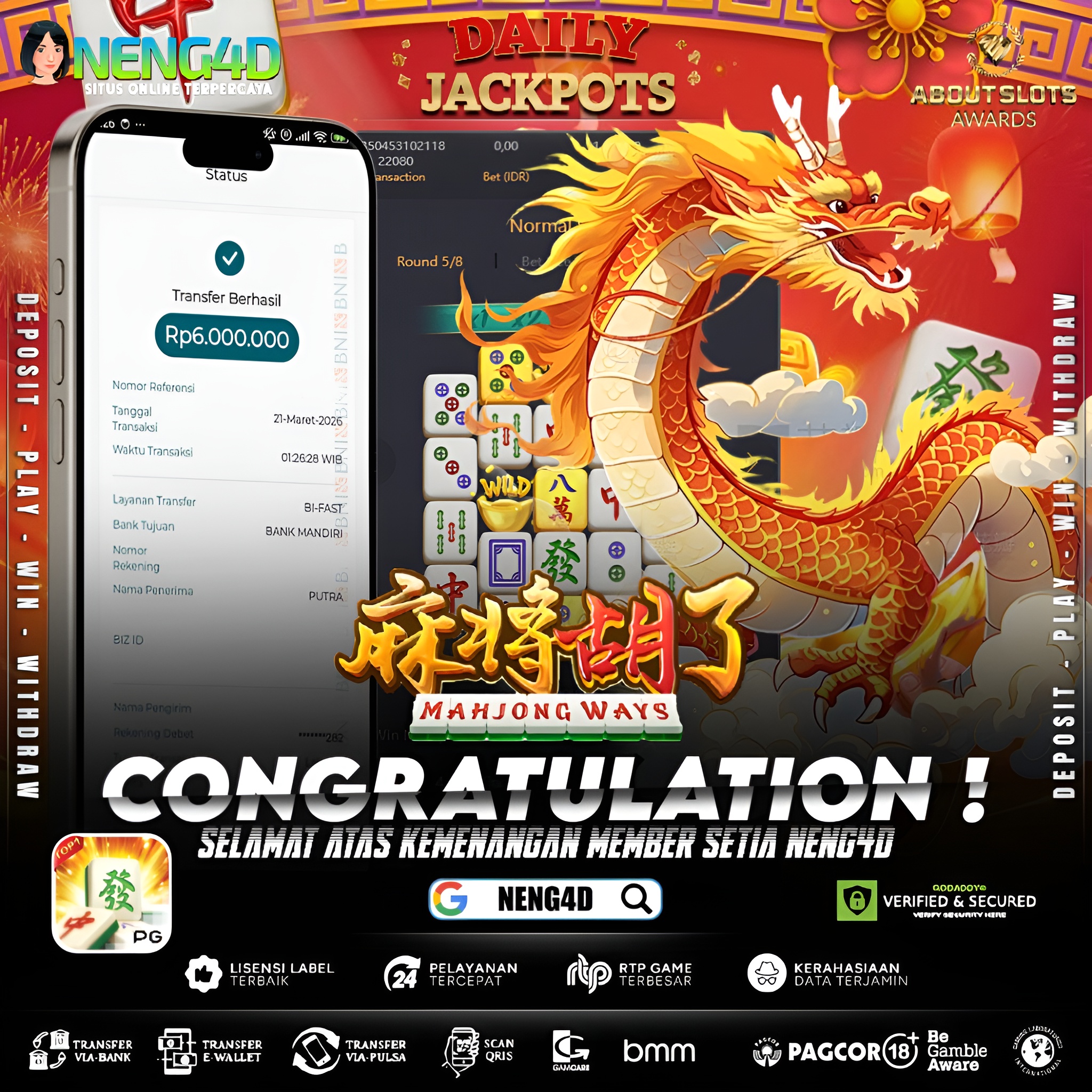 KEMENANGAN 6 JUTA DI MAHJONG WAYS