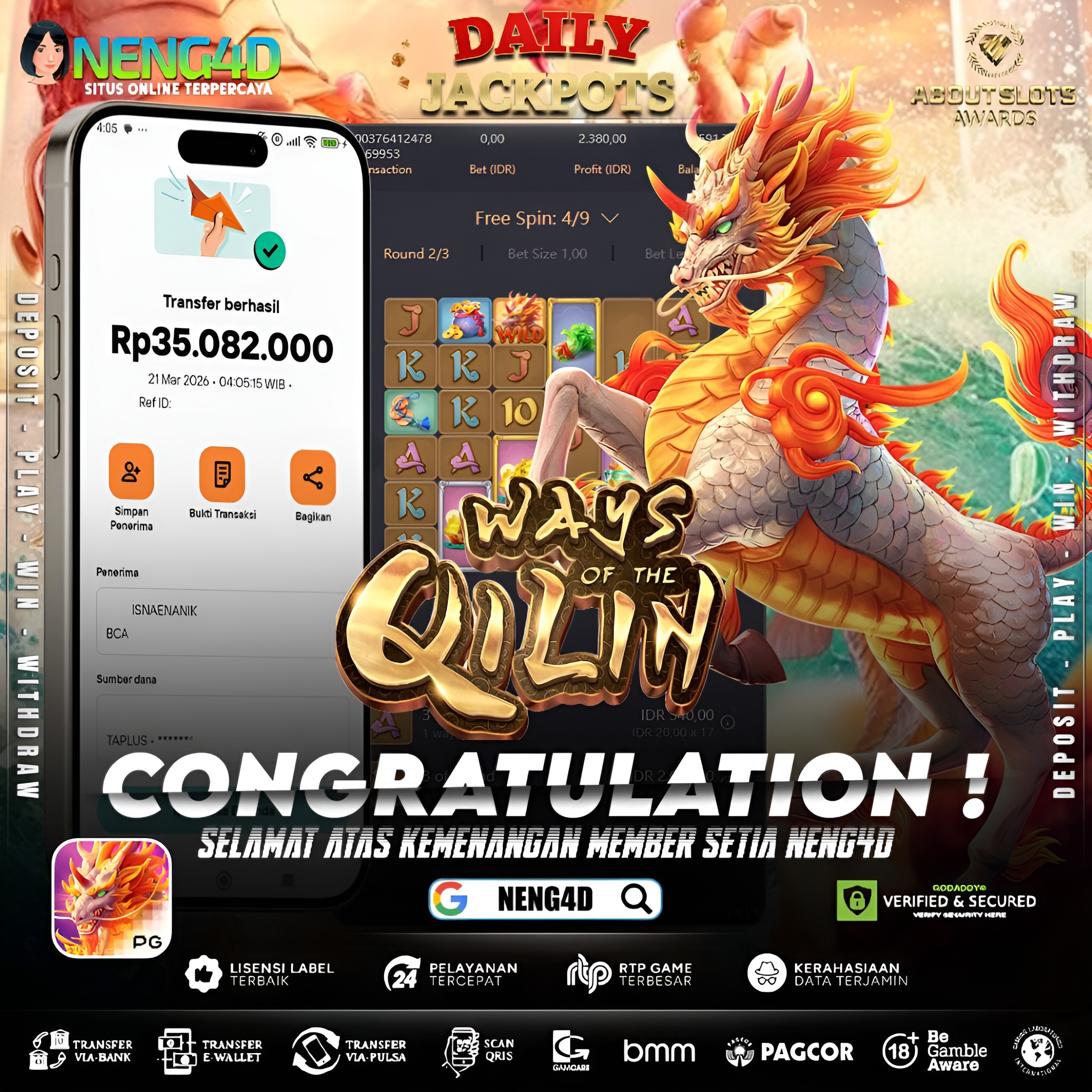 KEMENANGAN 35 JUTA DI WAYS OF THE QILIN