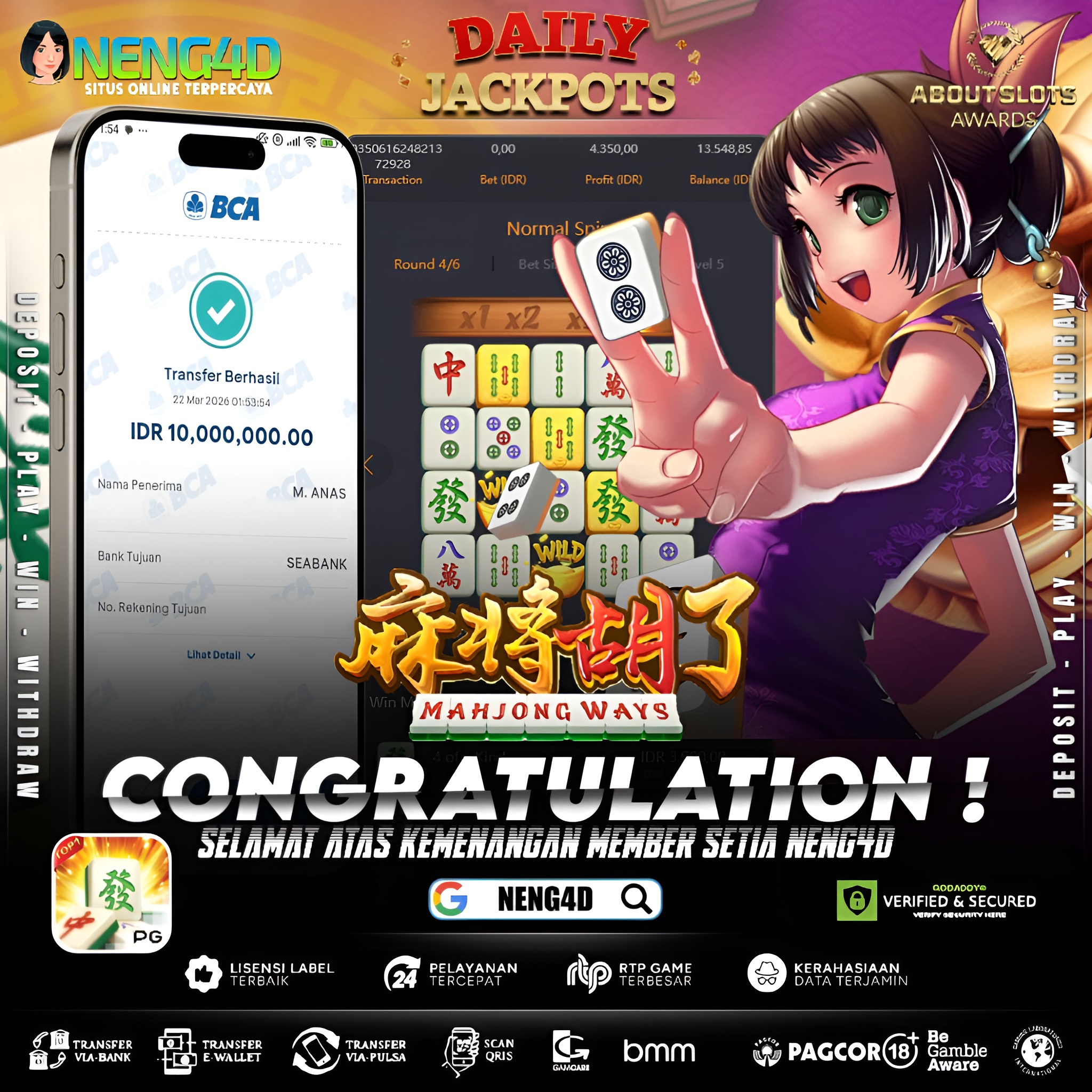 KEMENANGAN 10 JUTA DI MAHJONG WAYS