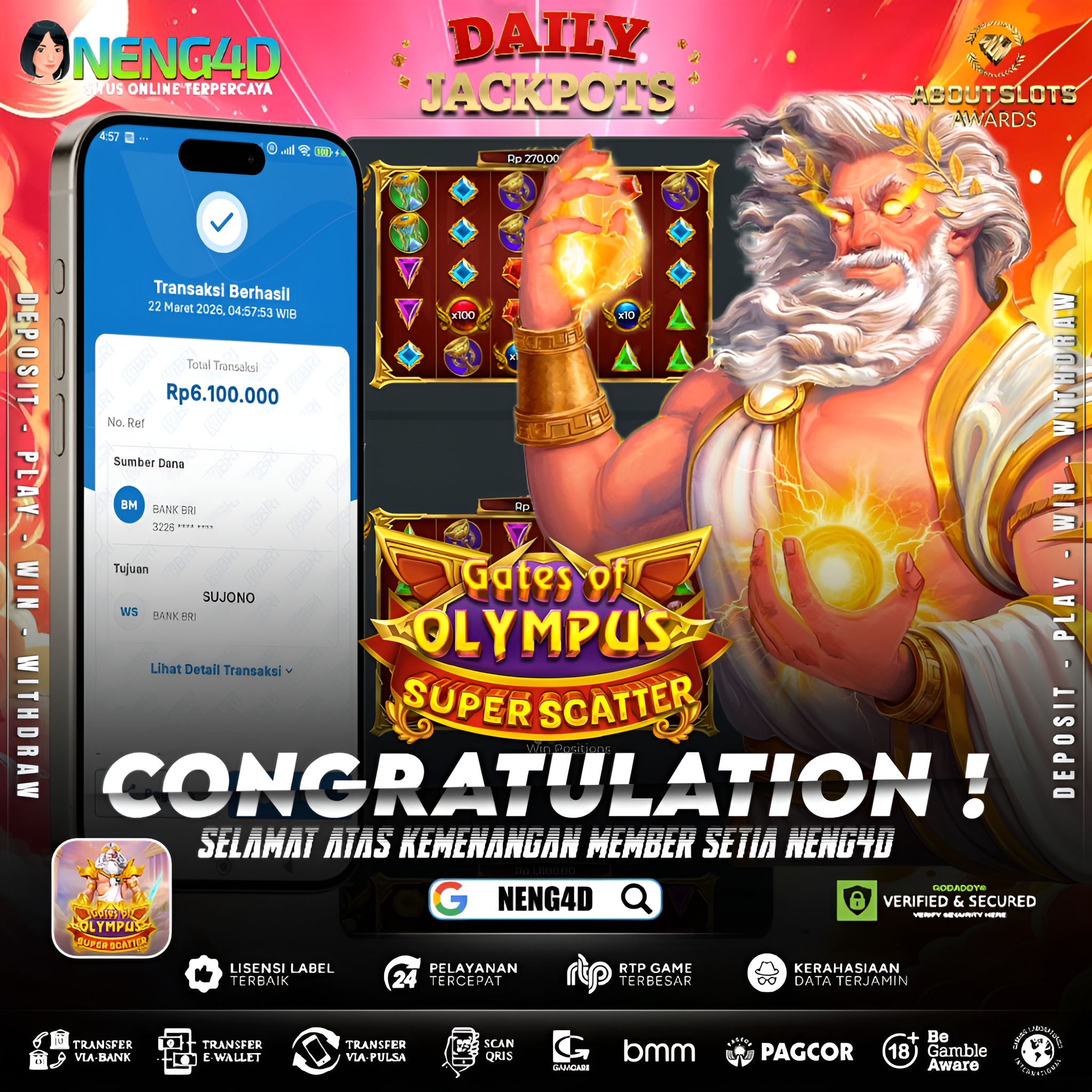 KEMENANGAN 6 JUTA DI GATES OF OLYMPUS SUPER SCATTER