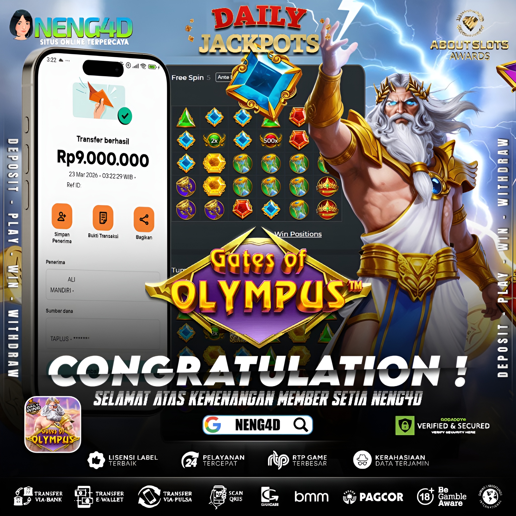 KEMENANGAN 9 JUTA DI GATES OF OLYMPUS