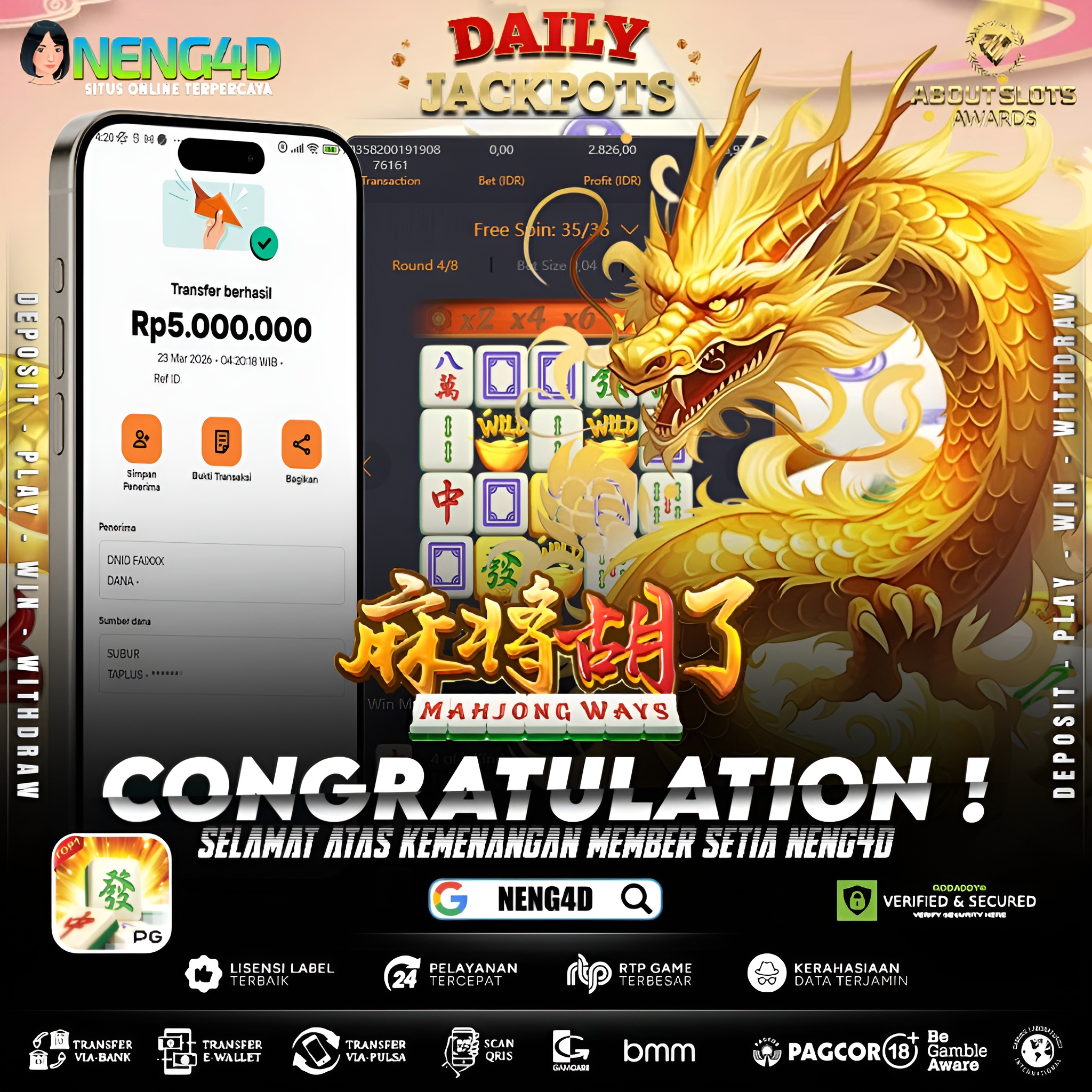 KEMENANGAN 5 JUTA DI MAHJONG WAYS