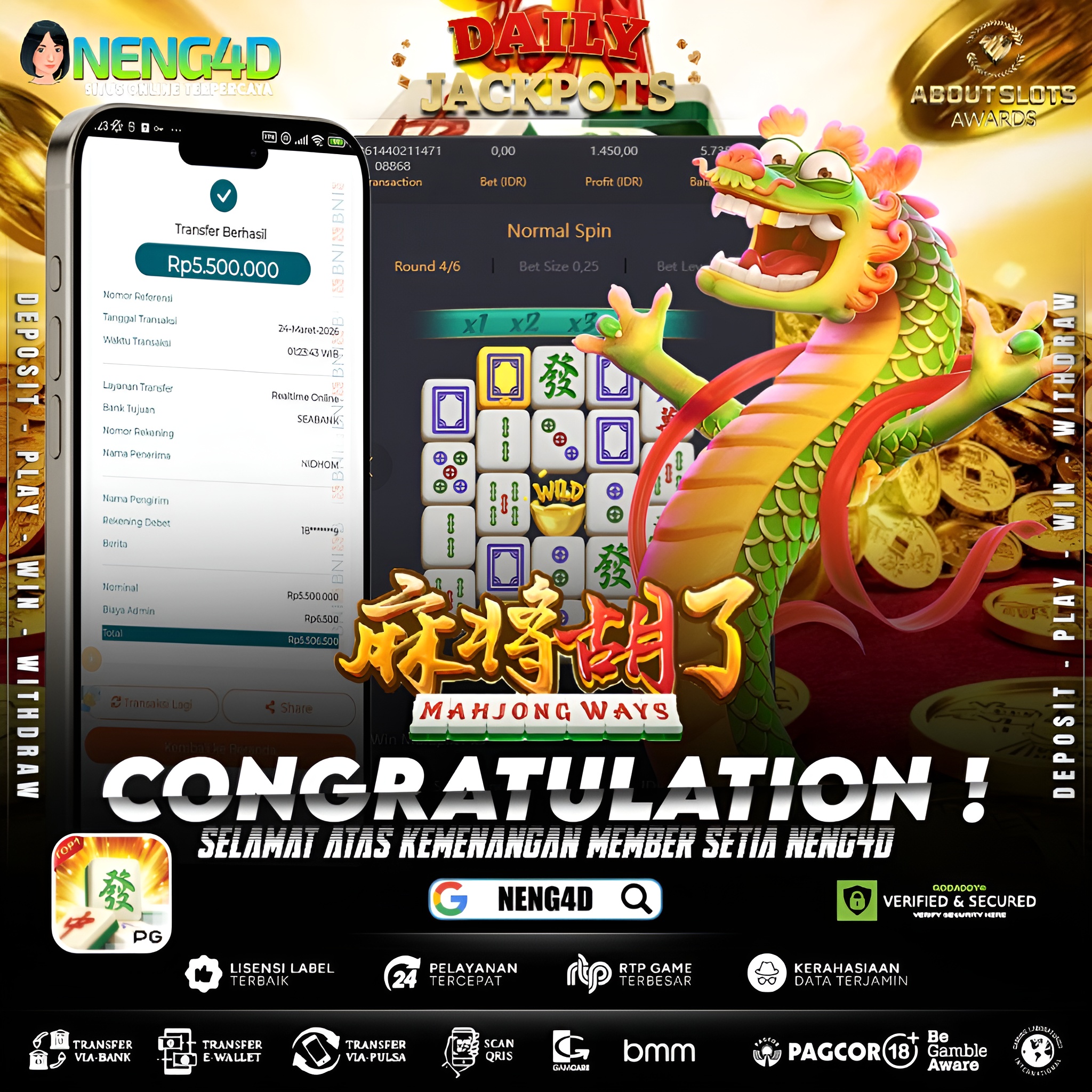 KEMENANGAN 5 JUTA DI MAHJONG WAYS