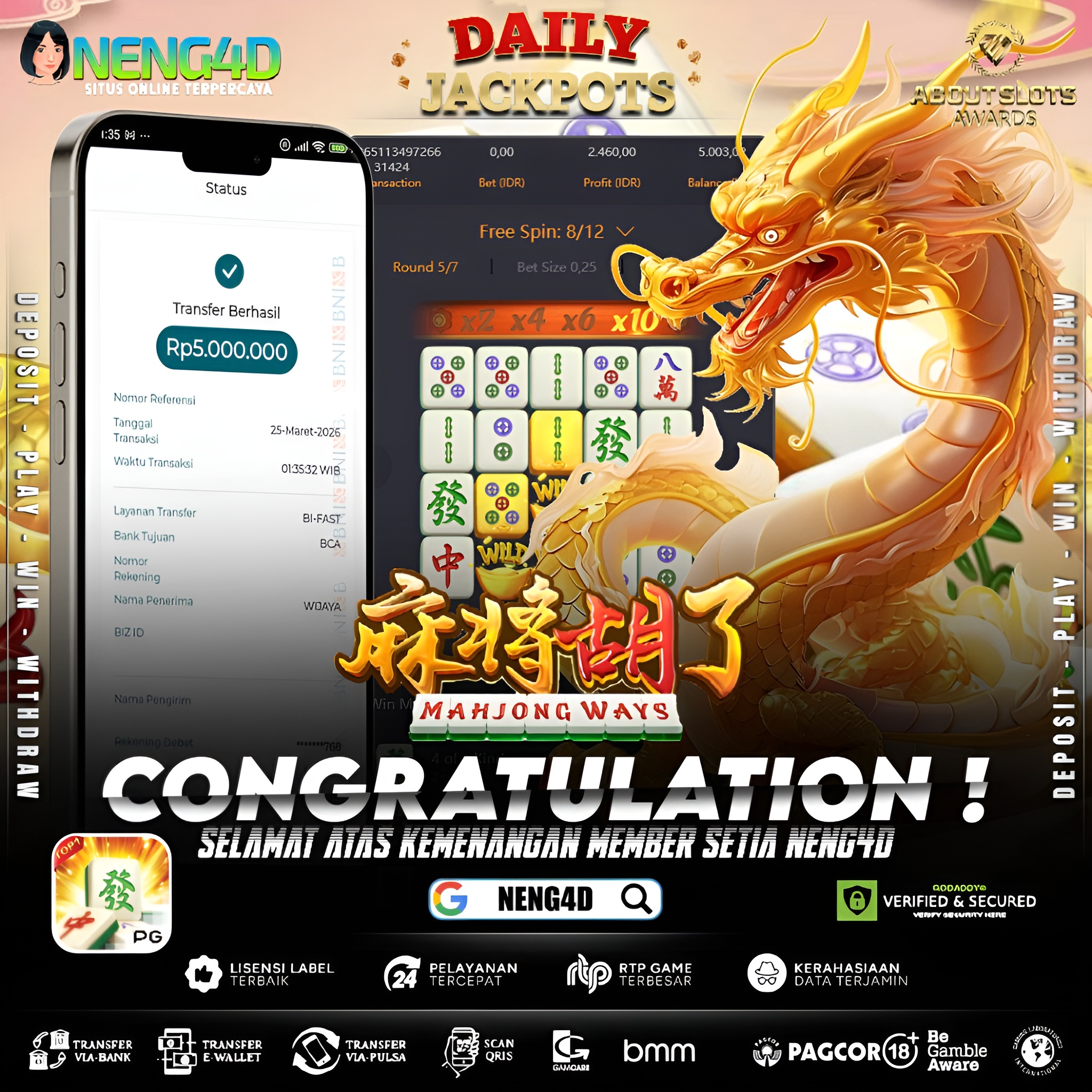 KEMENANGAN 5 JUTA DI MAHJONG WAYS