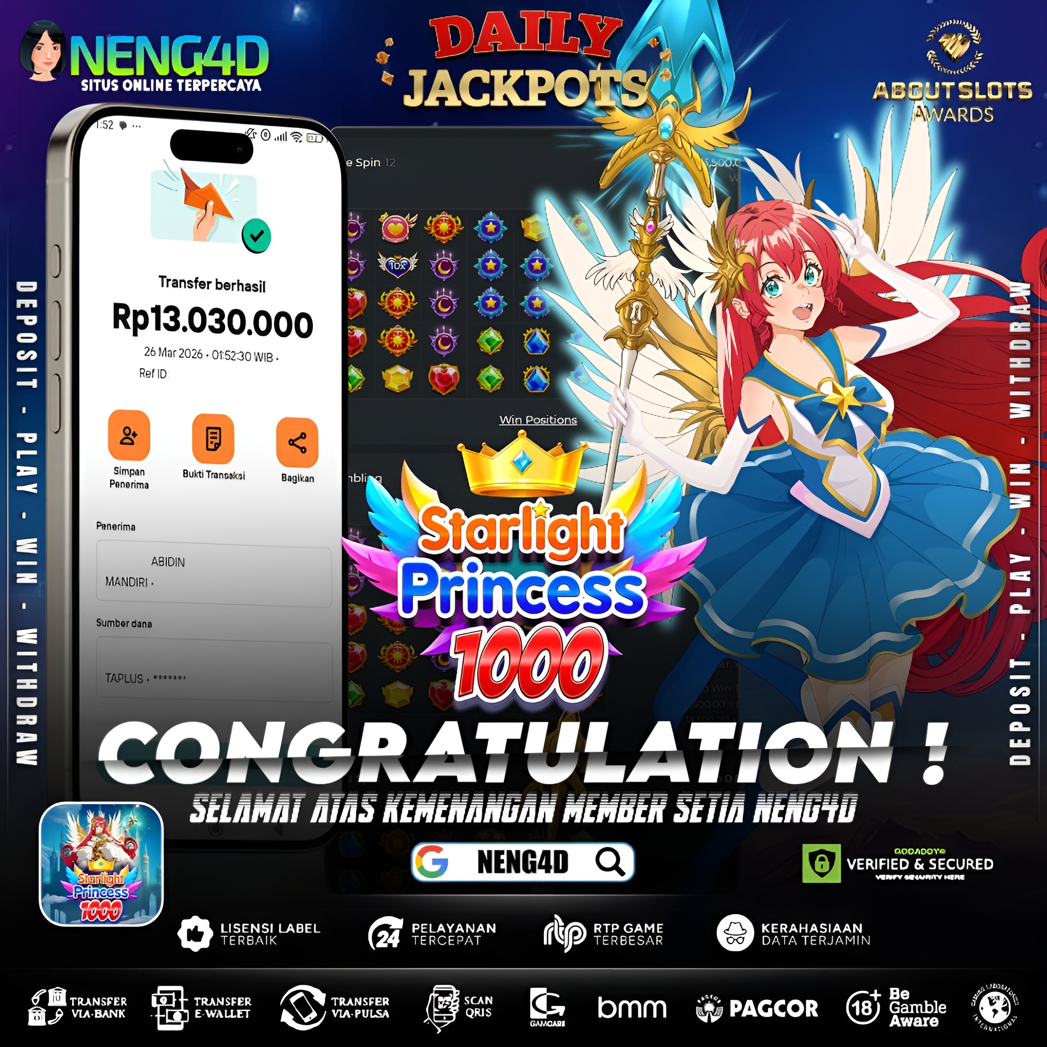 KEMENANGAN 13 JUTA DI STARLIGHT PRINCESS 1000