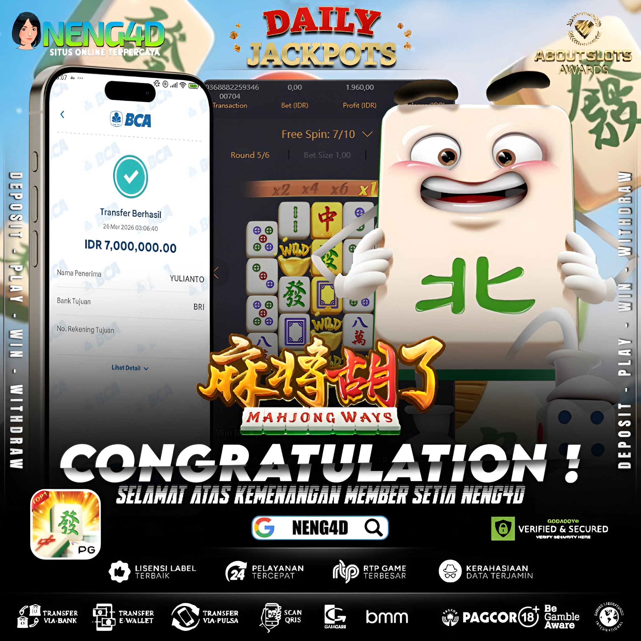 KEMENANGAN 7 JUTA DI MAHJONG WAYS