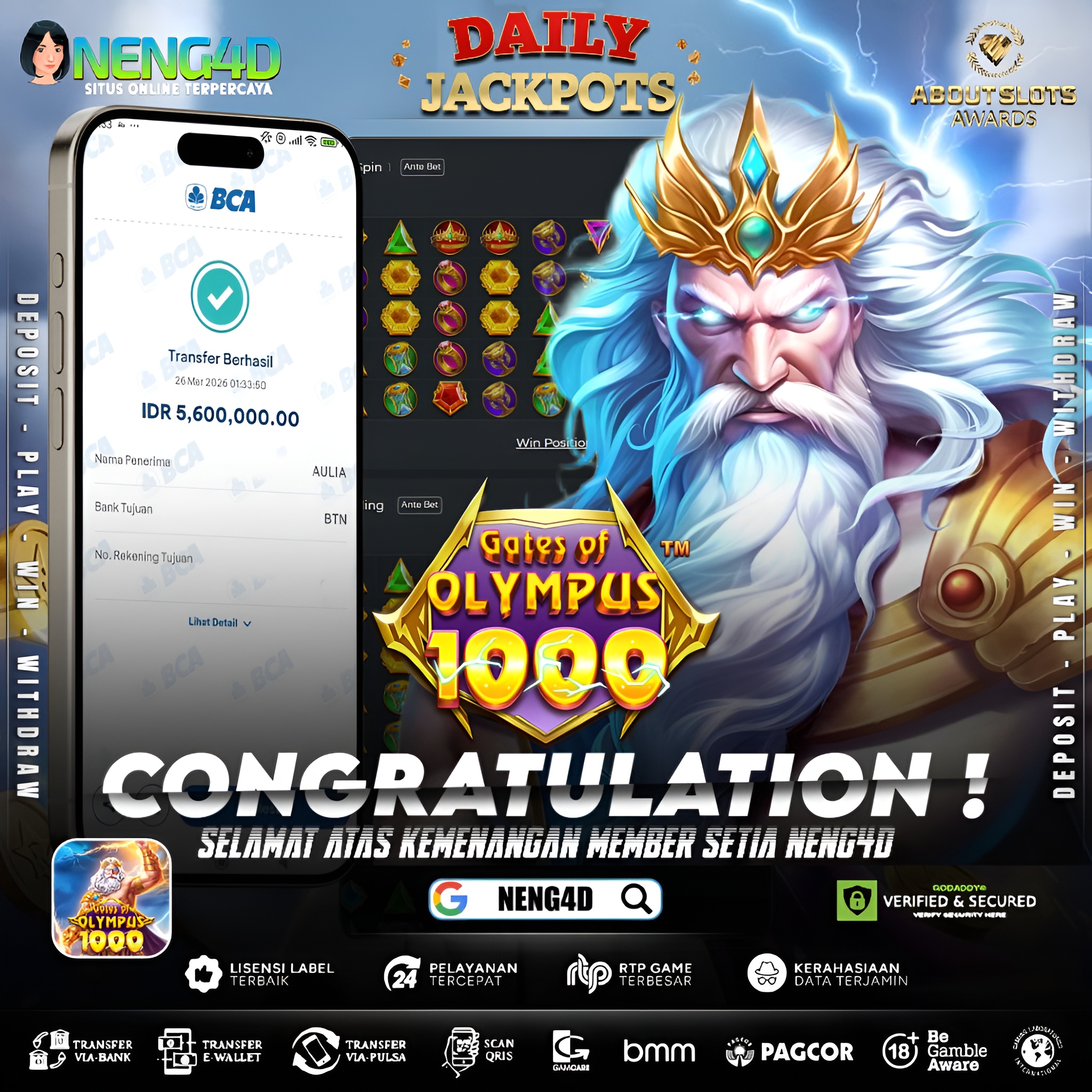 KEMENANGAN 5 JUTA DI GATES OF OLYMPUS 1000