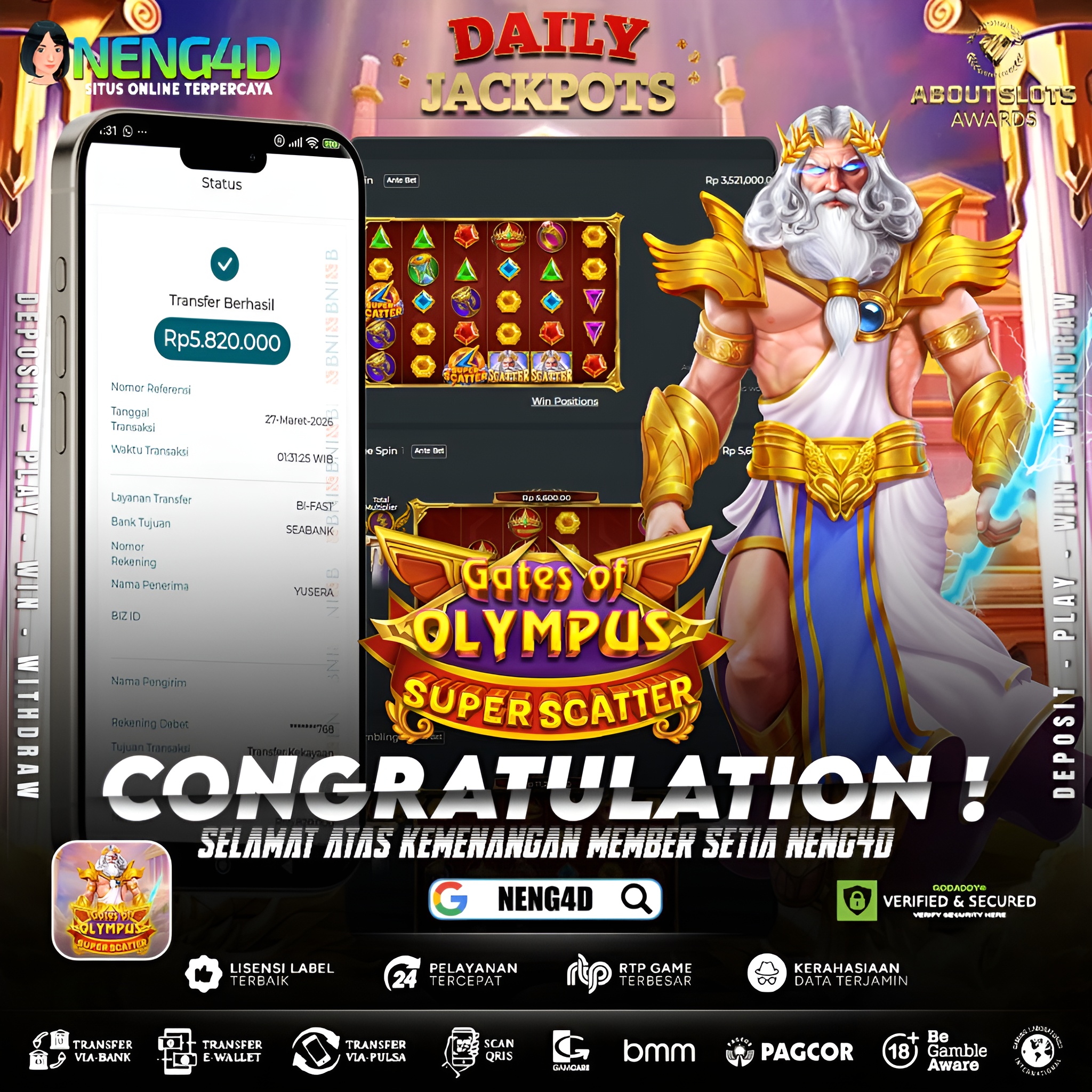 KEMENANGAN 5 JUTA DI GATES OF OLYMPUS SUPER SCATTER