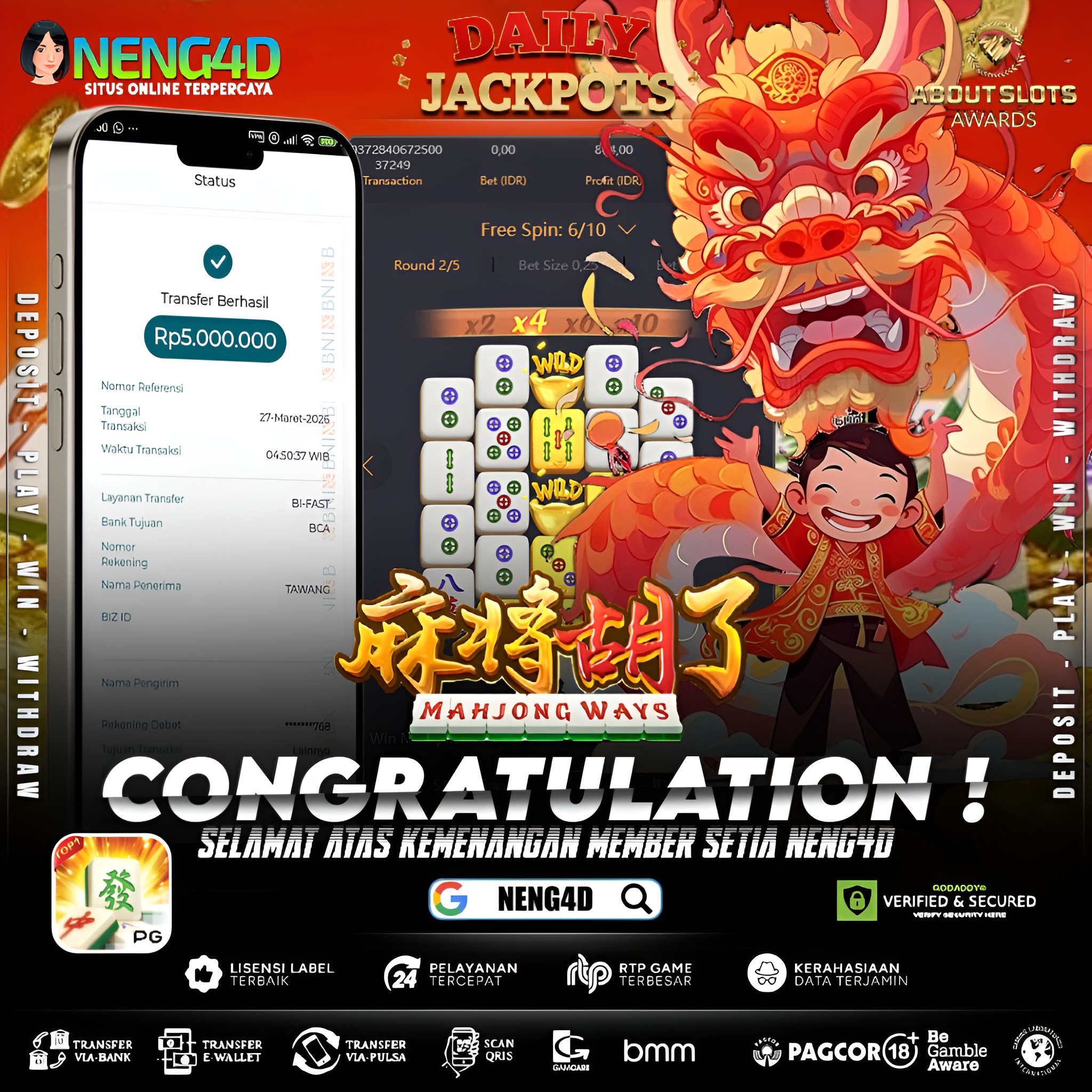 KEMENANGAN 5 JUTA DI MAHJONG WAYS