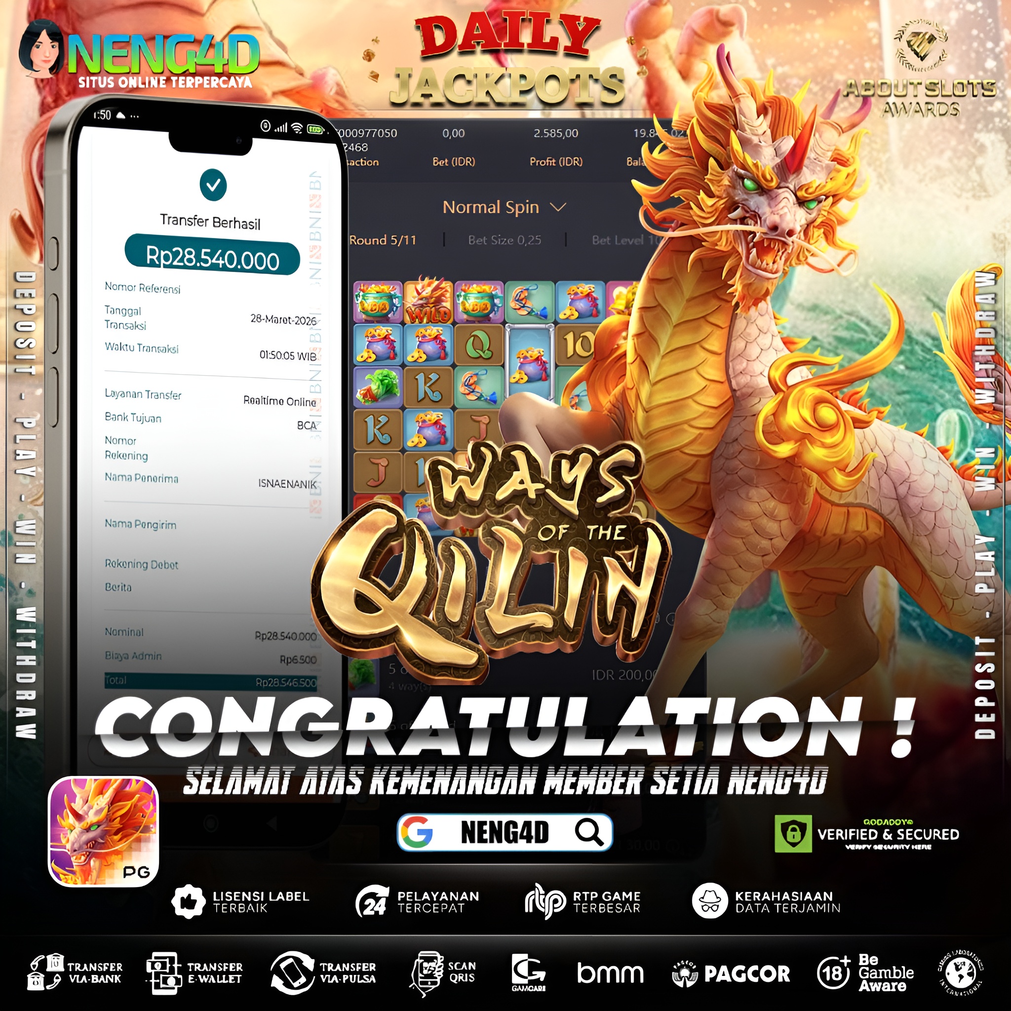KEMENANGAN 28 JUTA DI WAYS OF THE QILIN