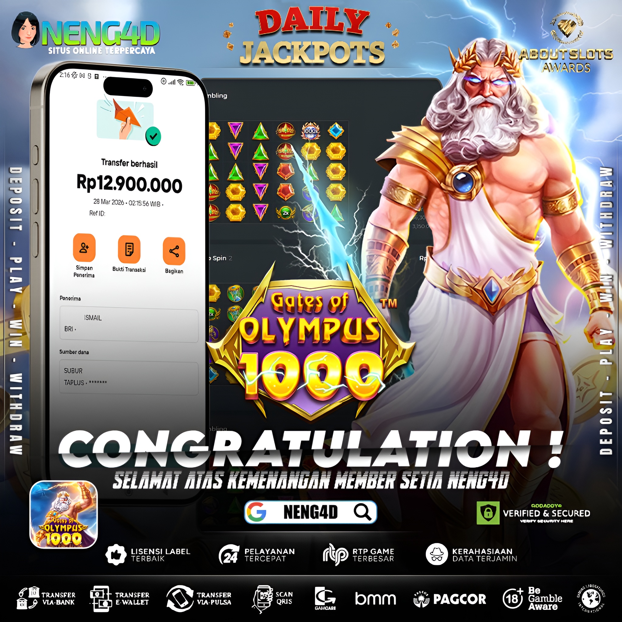 KEMENANGAN 12 JUTA DI GATES OF OLYMPUS 1000