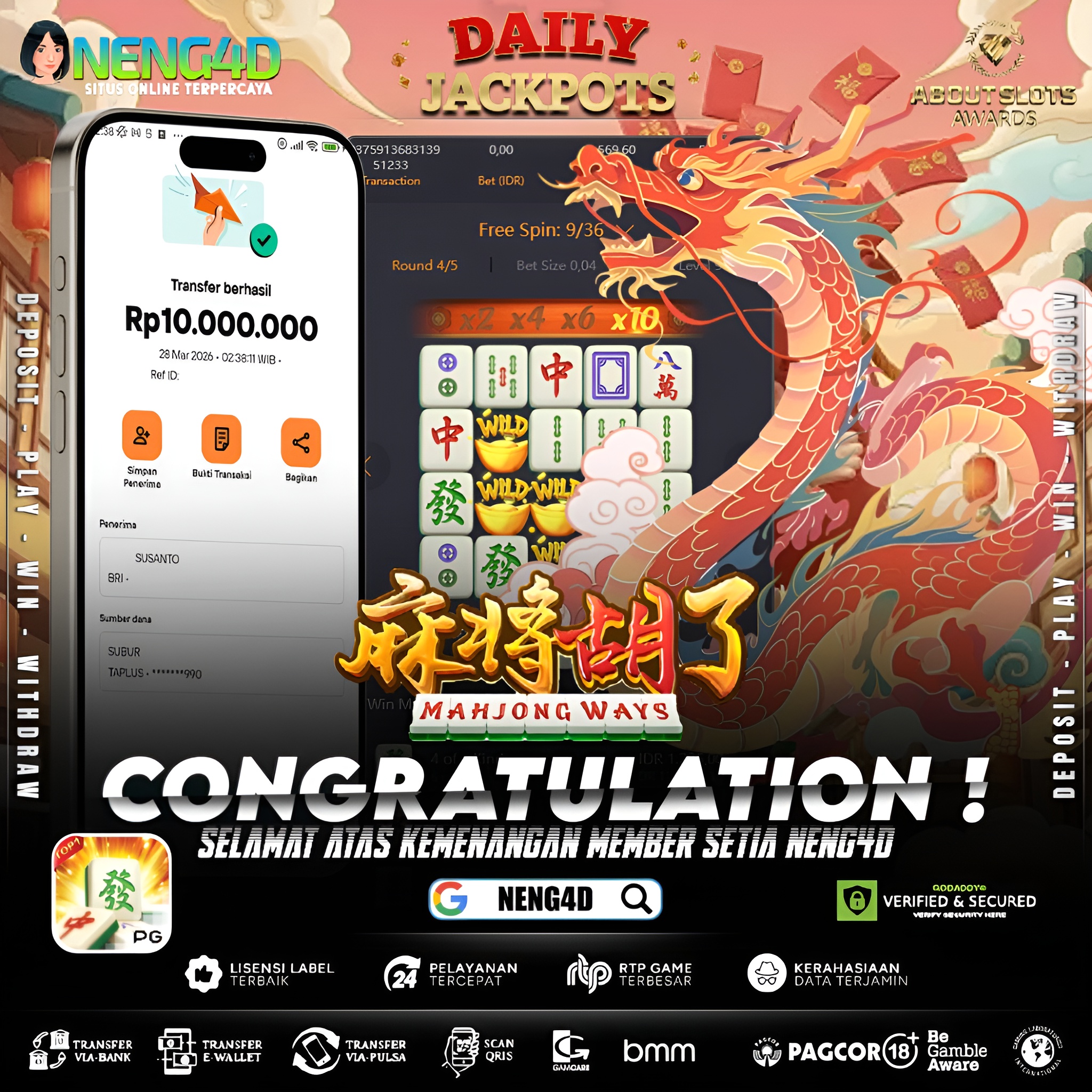 KEMENANGAN 10 JUTA DI MAHJONG WAYS