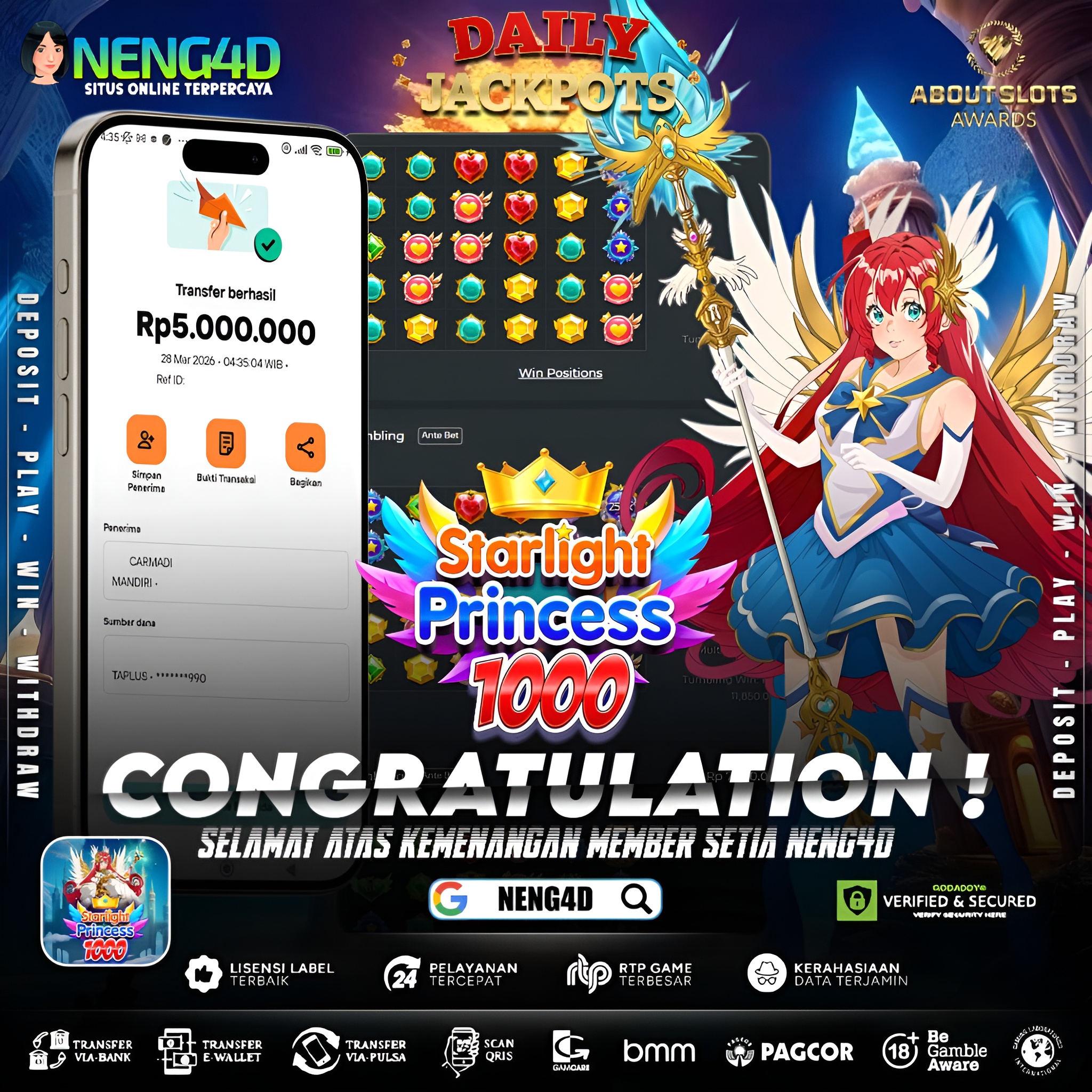 KEMENANGAN 5 JUTA DI STARLIGHT PRINCESS 1000