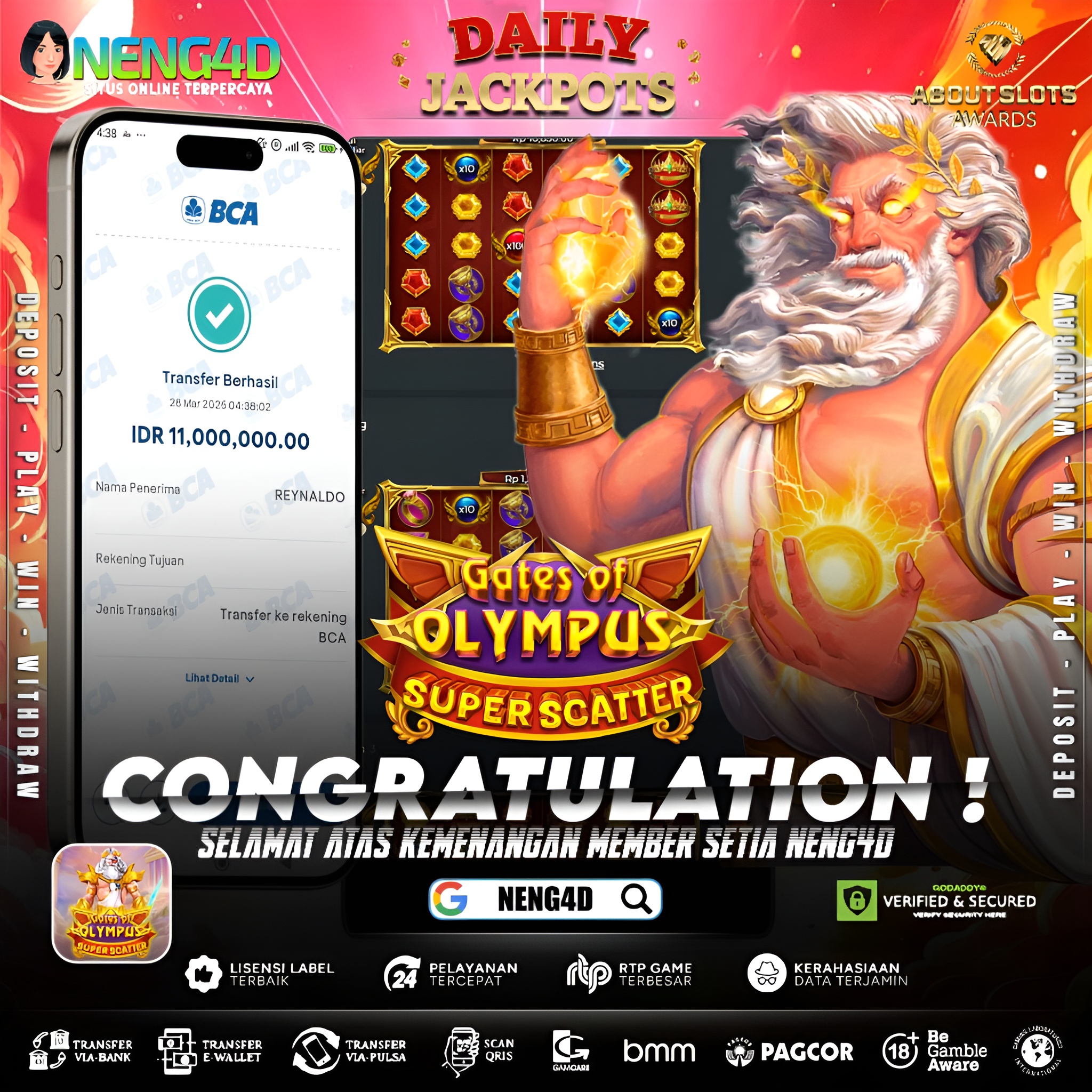 KEMENANGAN 11 JUTA DI GATES OF OLYMPUS SUPER SCATTER