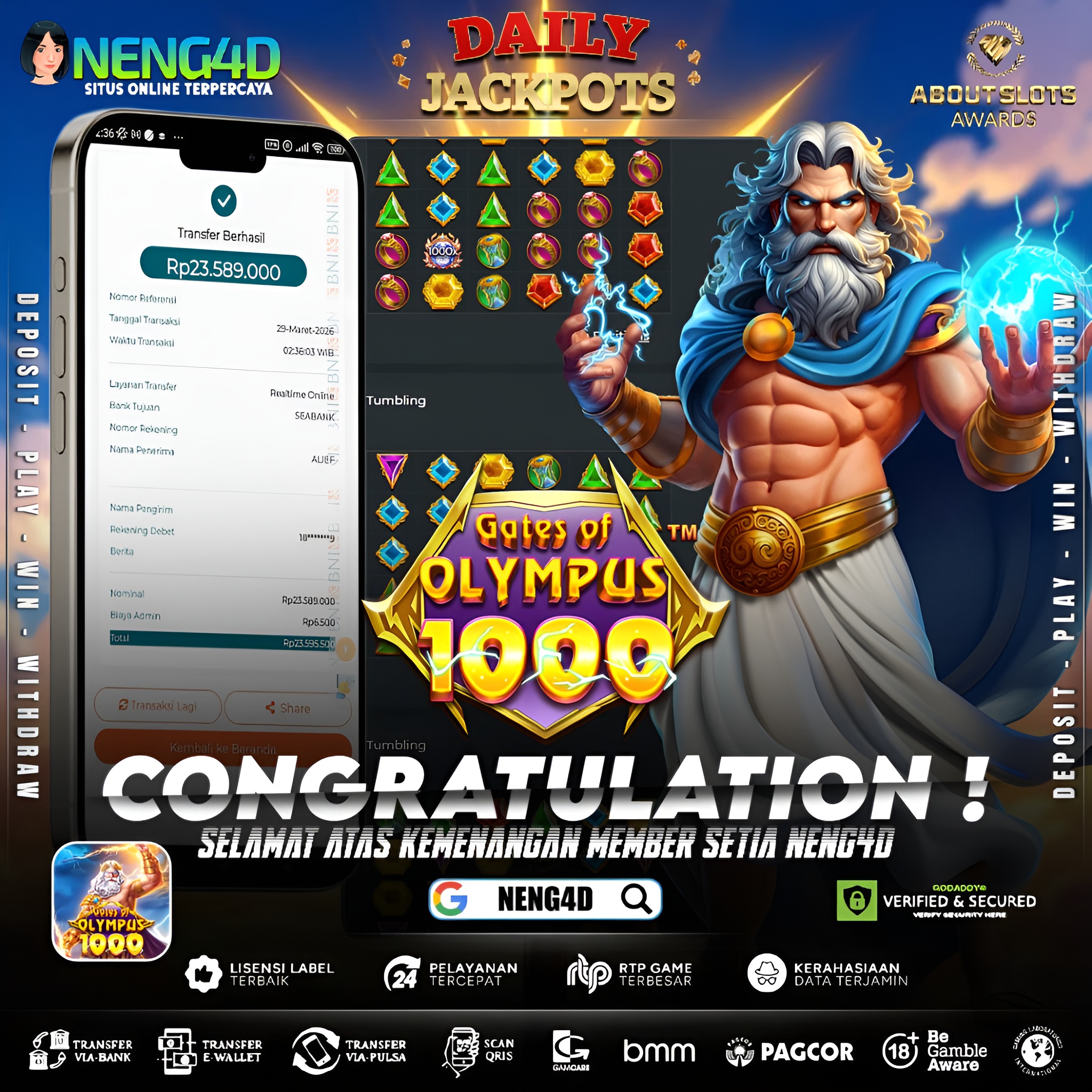 KEMENANGAN 23 JUTA DI GATES OF OLYMPUS 1000