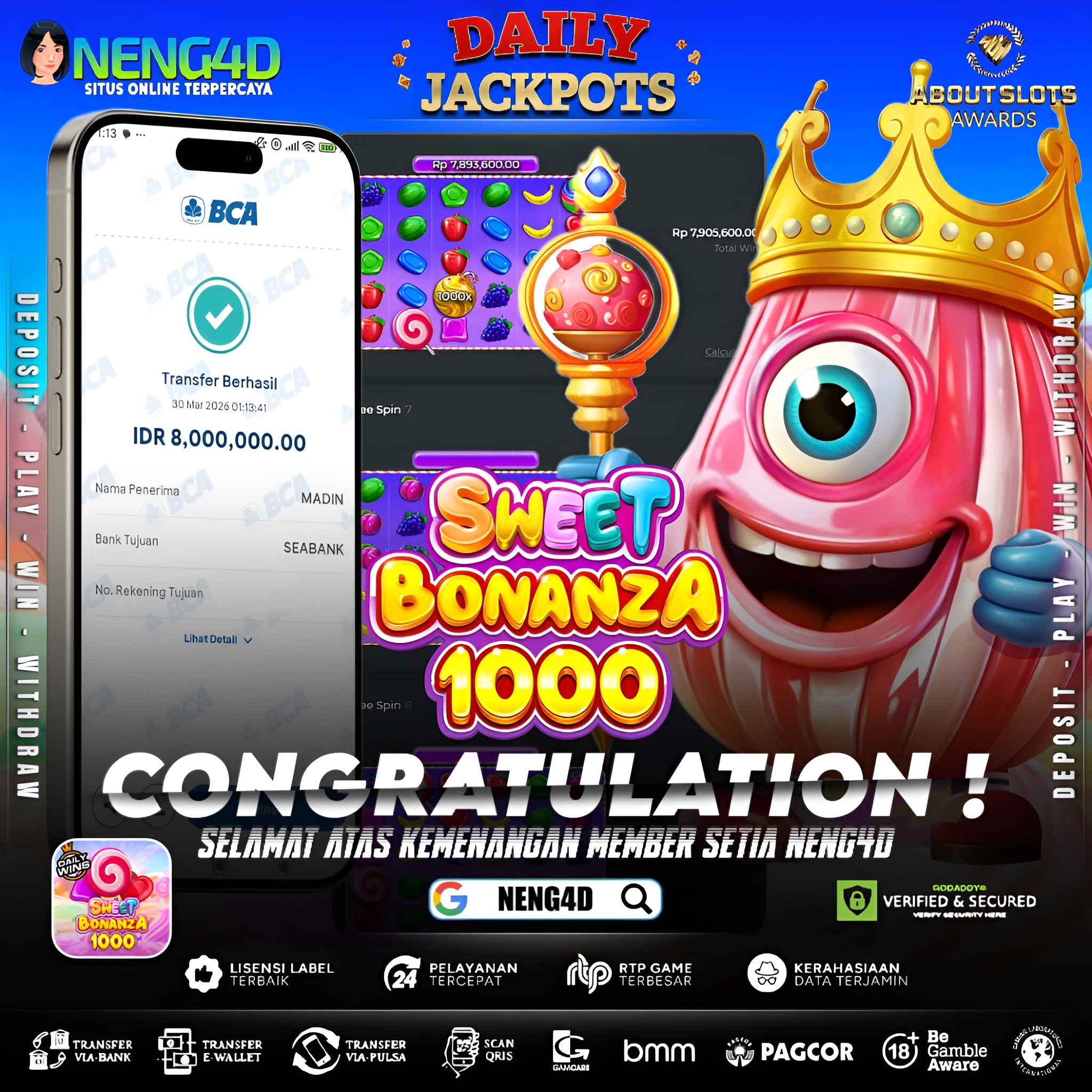 KEMENANGAN 8 JUTA DI SWEET BONANZA 1000