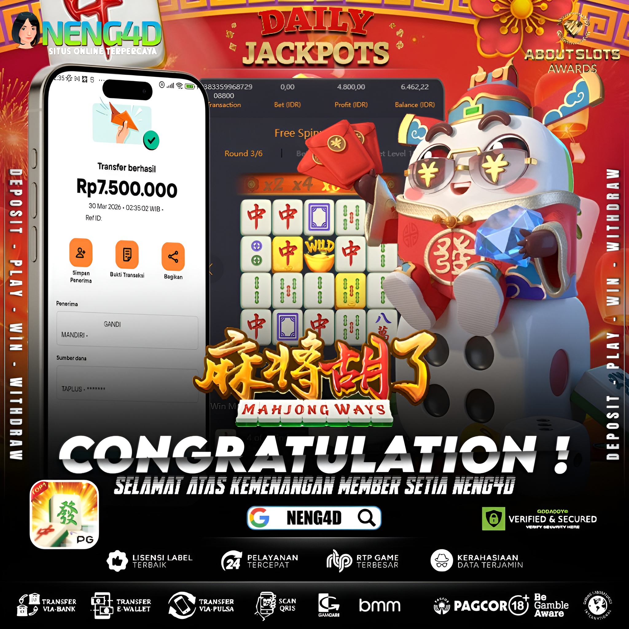 KEMENANGAN 7 JUTA DI MAHJONG WAYS