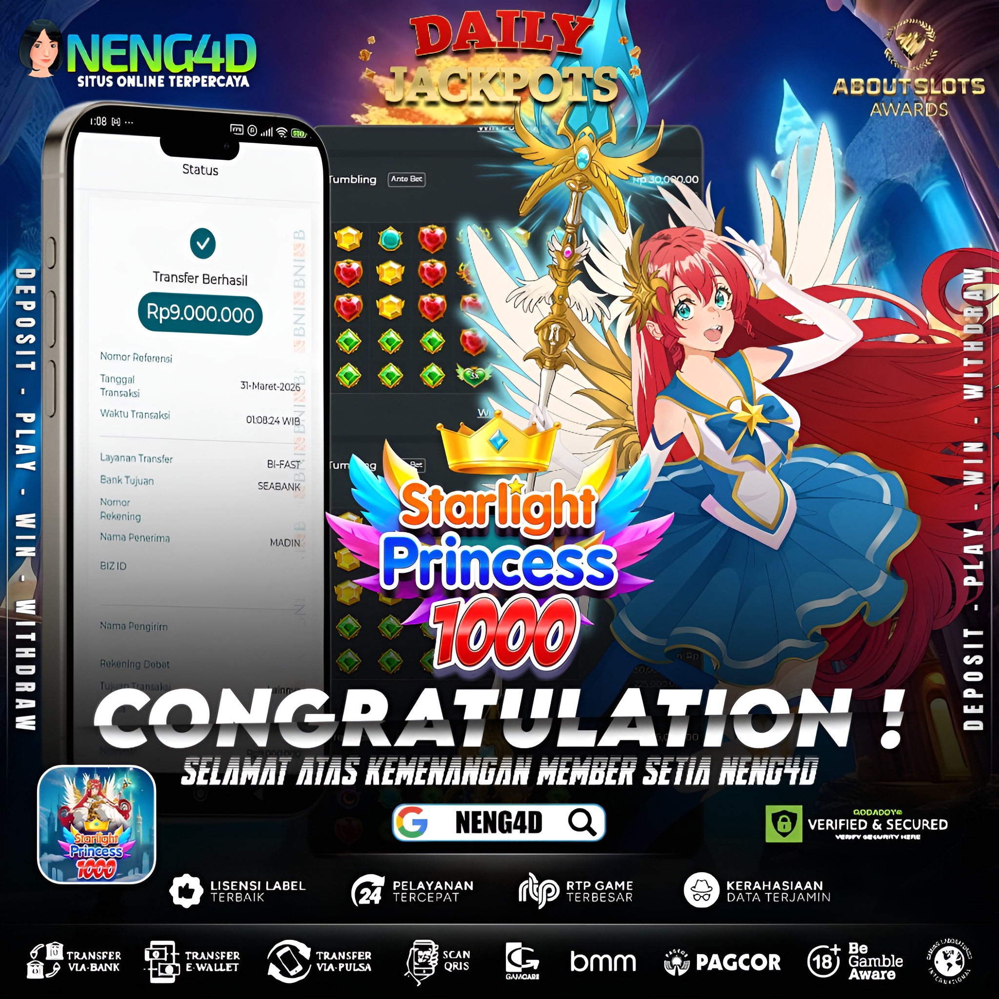 KEMENANGAN 9 JUTA DI STARLIGHT PRINCESS 1000