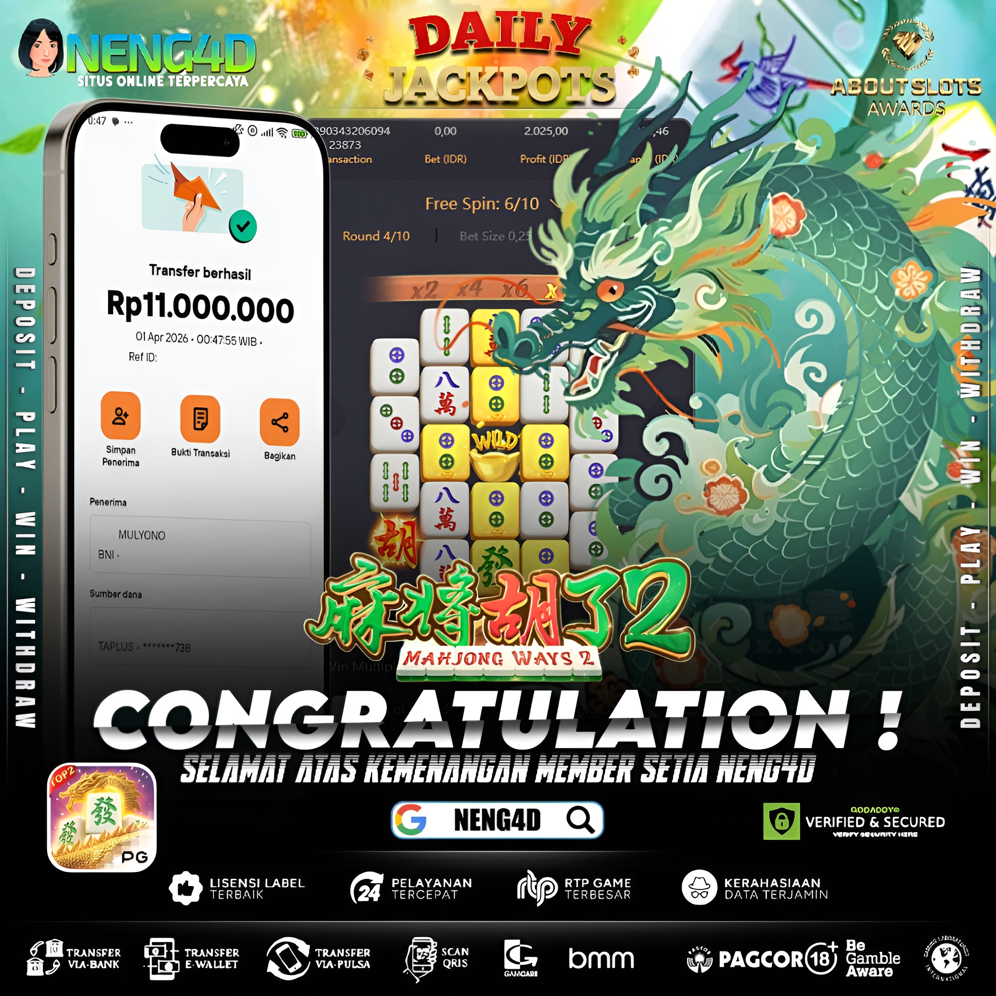 KEMENANGAN 11 JUTA DI MAHJONG WAYS 2