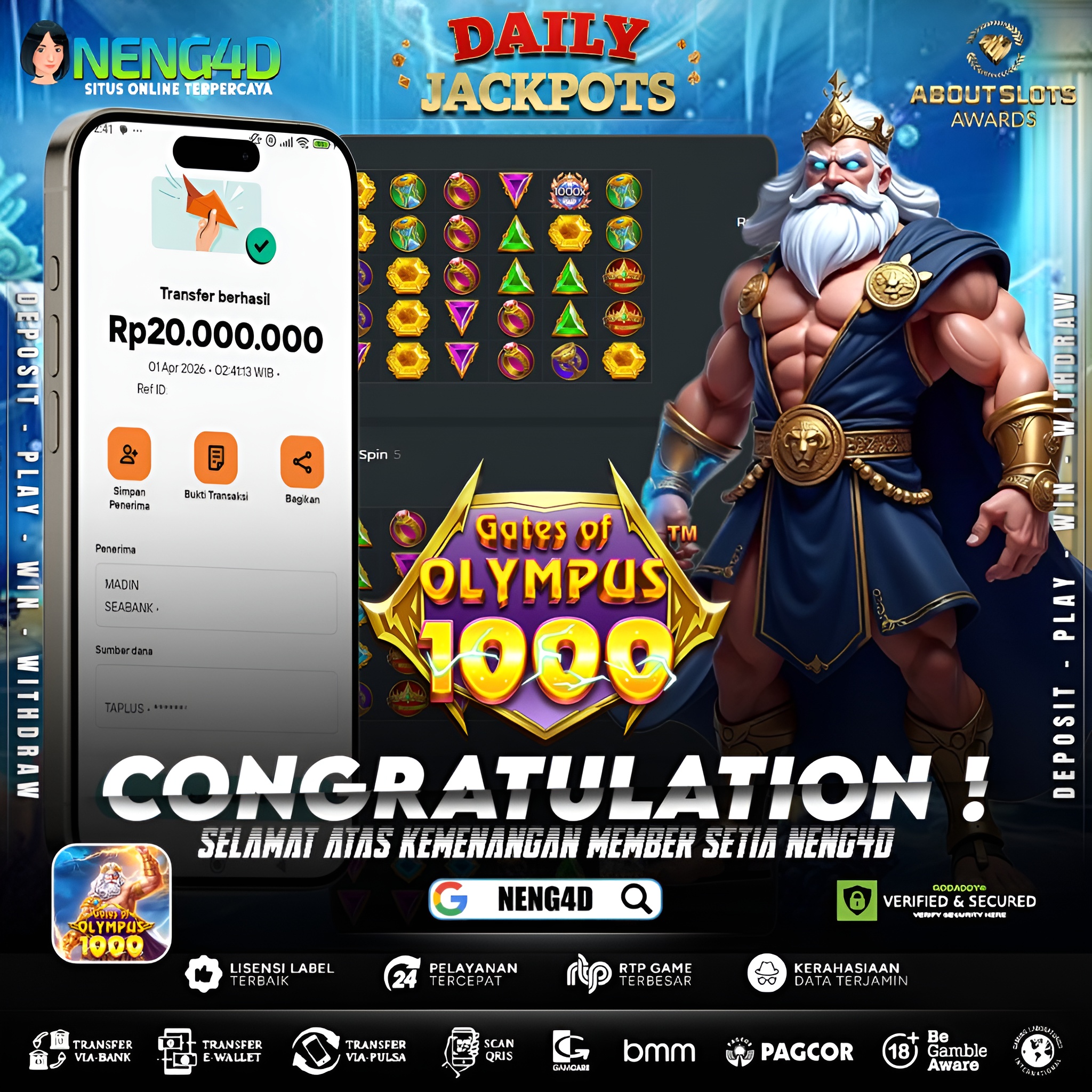 KEMENANGAN 20 JUTA DI GATES OF OLYMPUS 1000