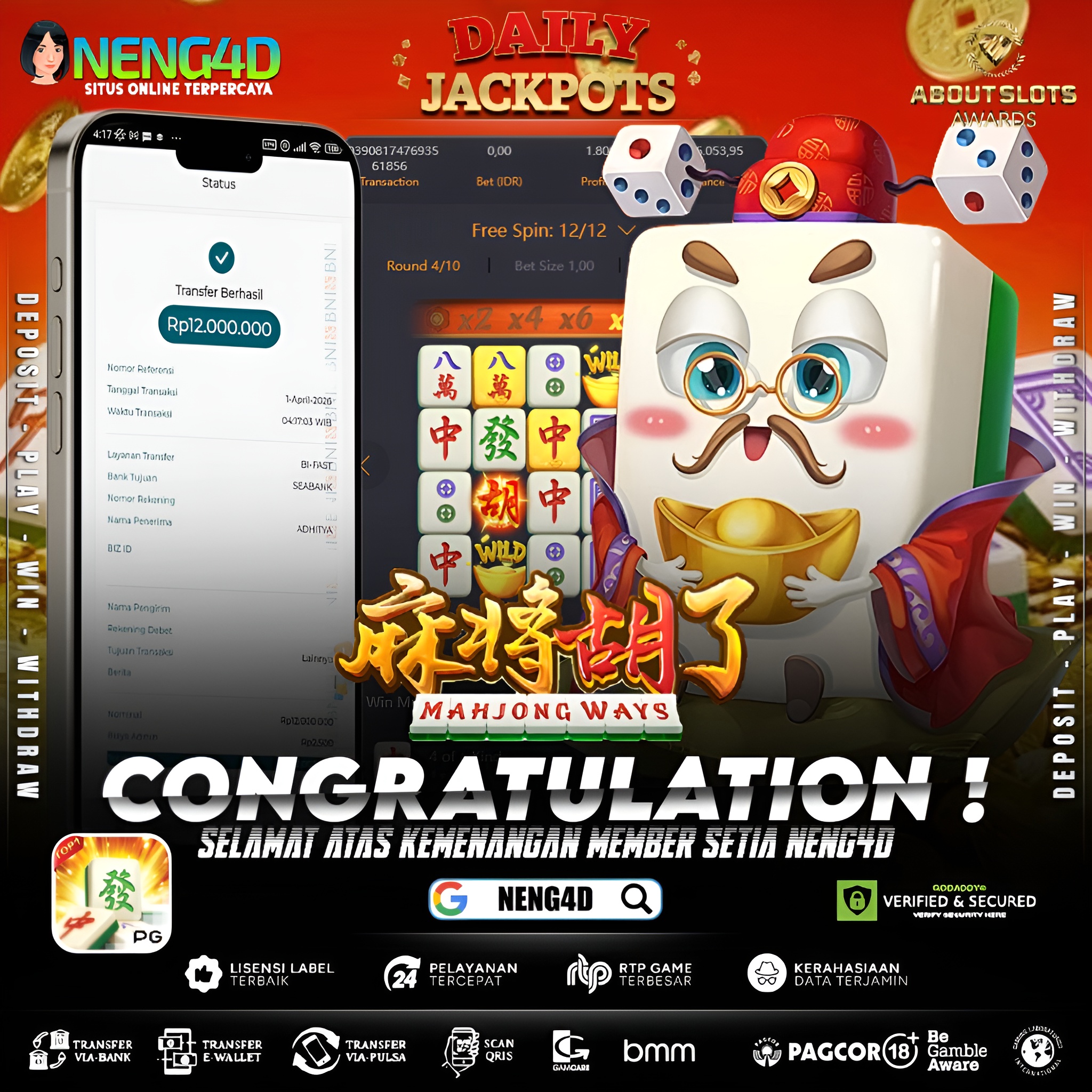 KEMENANGAN 12 JUTA DI MAHJONG WAYS