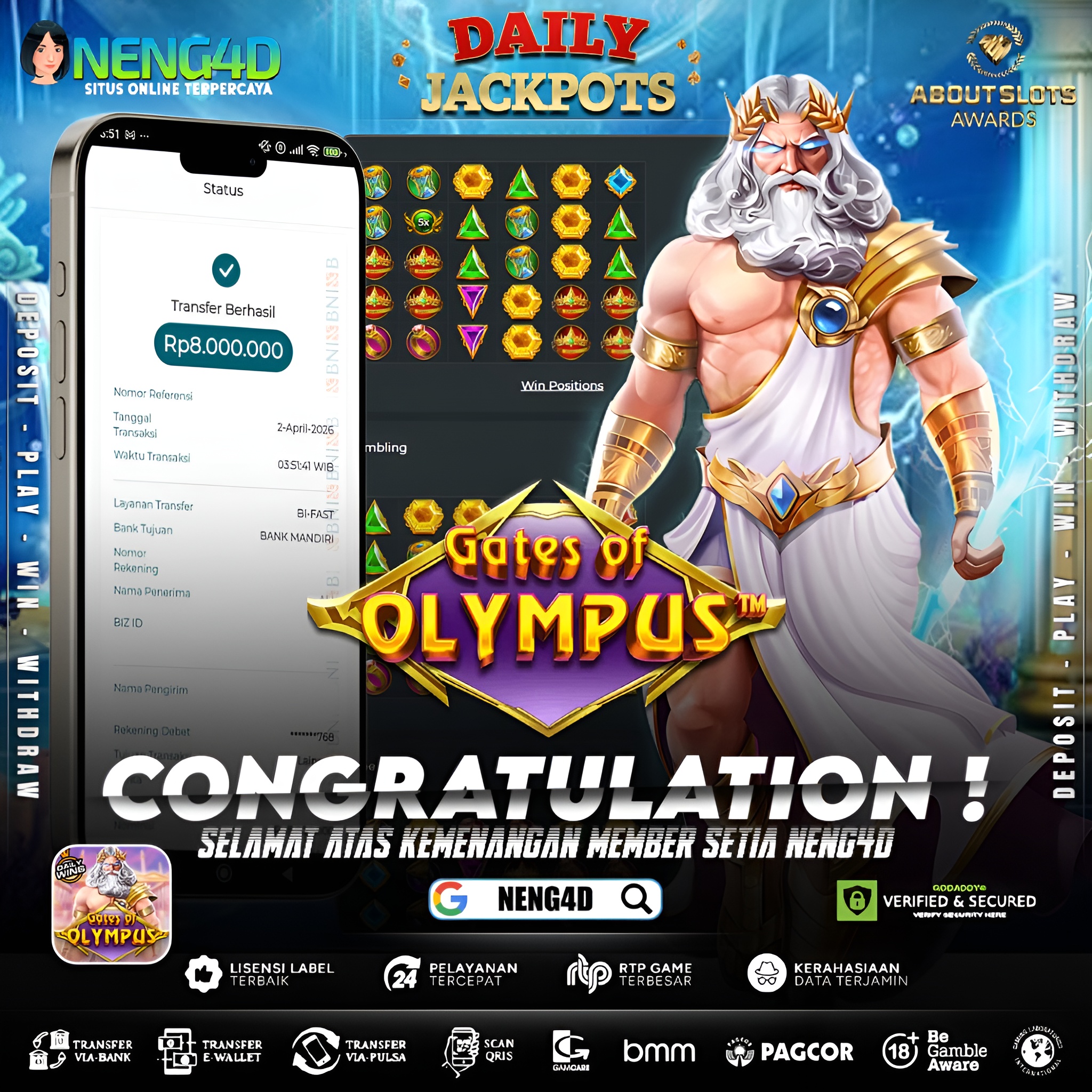 KEMENANGAN 8 JUTA DI GATES OF OLYMPUS