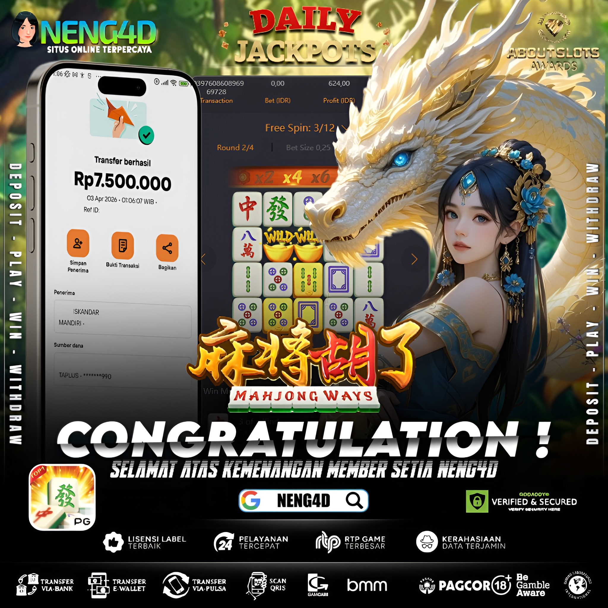 KEMENANGAN 7 JUTA DI MAHJONG WAYS