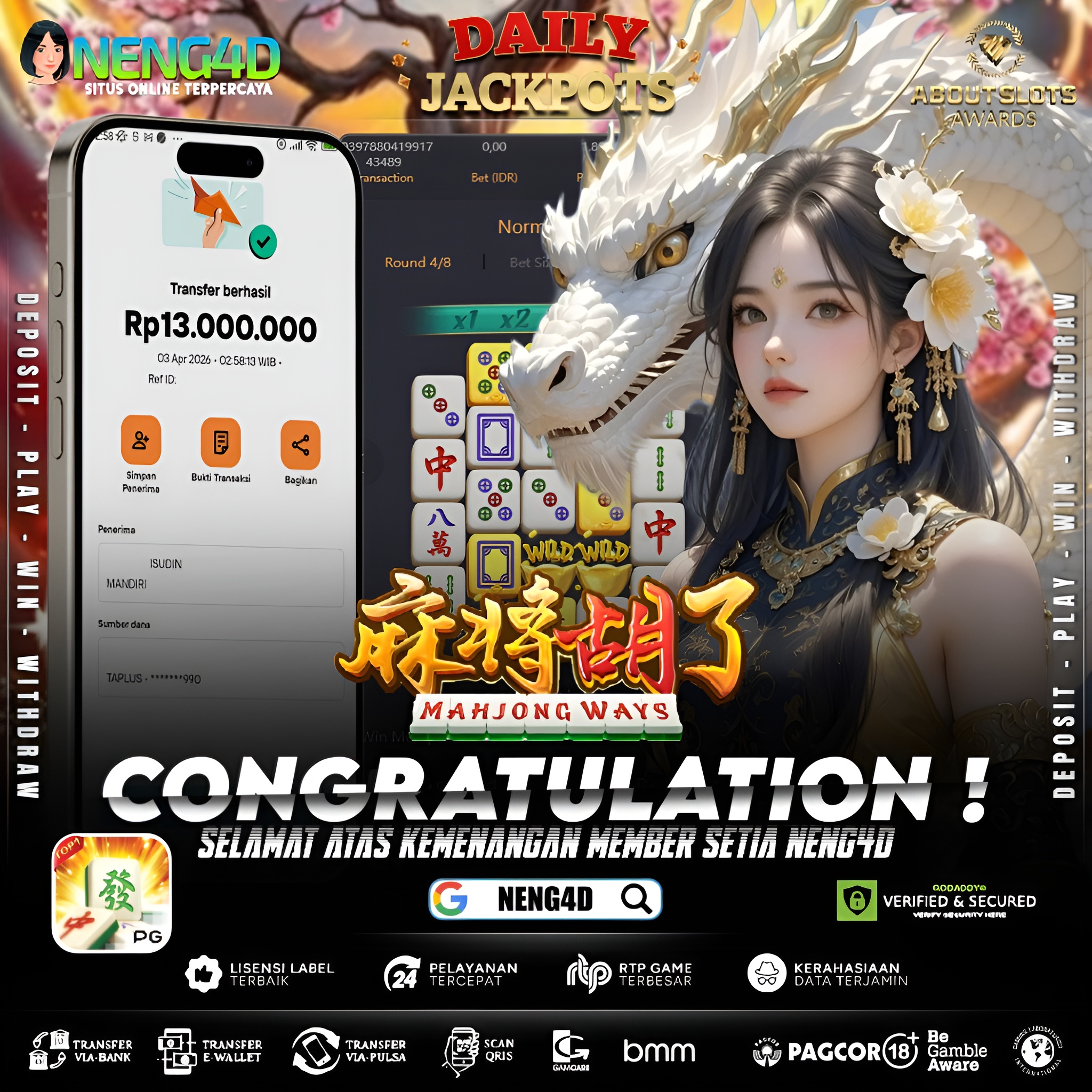 KEMENANGAN 13 JUTA DI MAHJONG WAYS