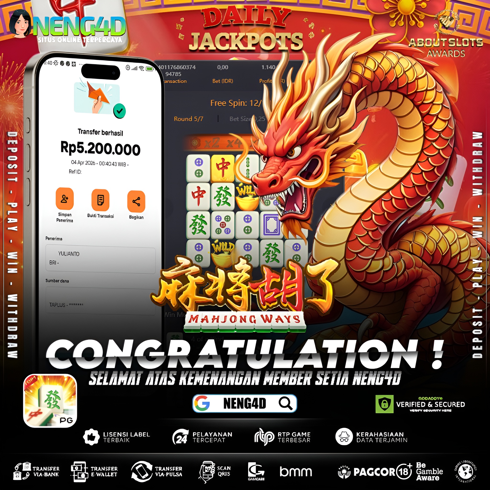 KEMENANGAN 5 JUTA DI MAHJONG WAYS