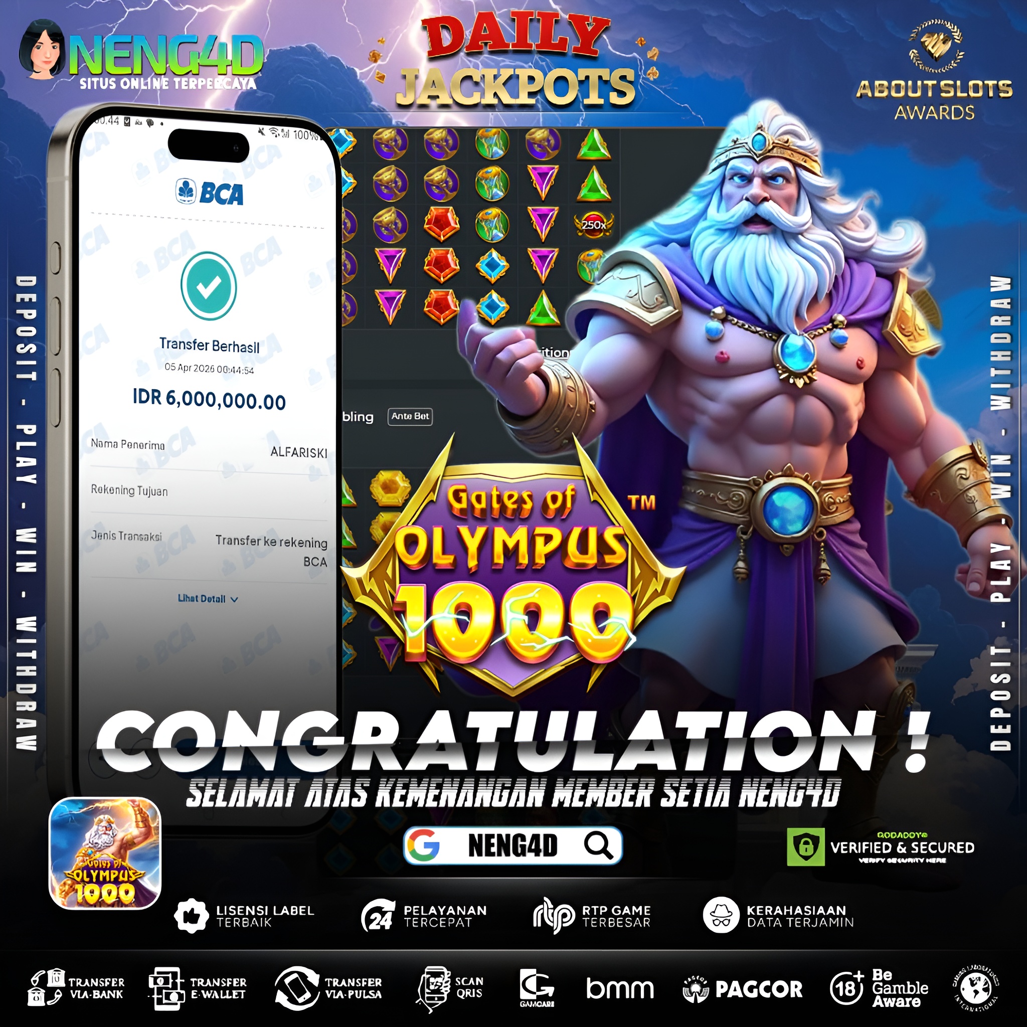 KEMENANGAN 6 JUTA DI GATES OF OLYMPUS 1000