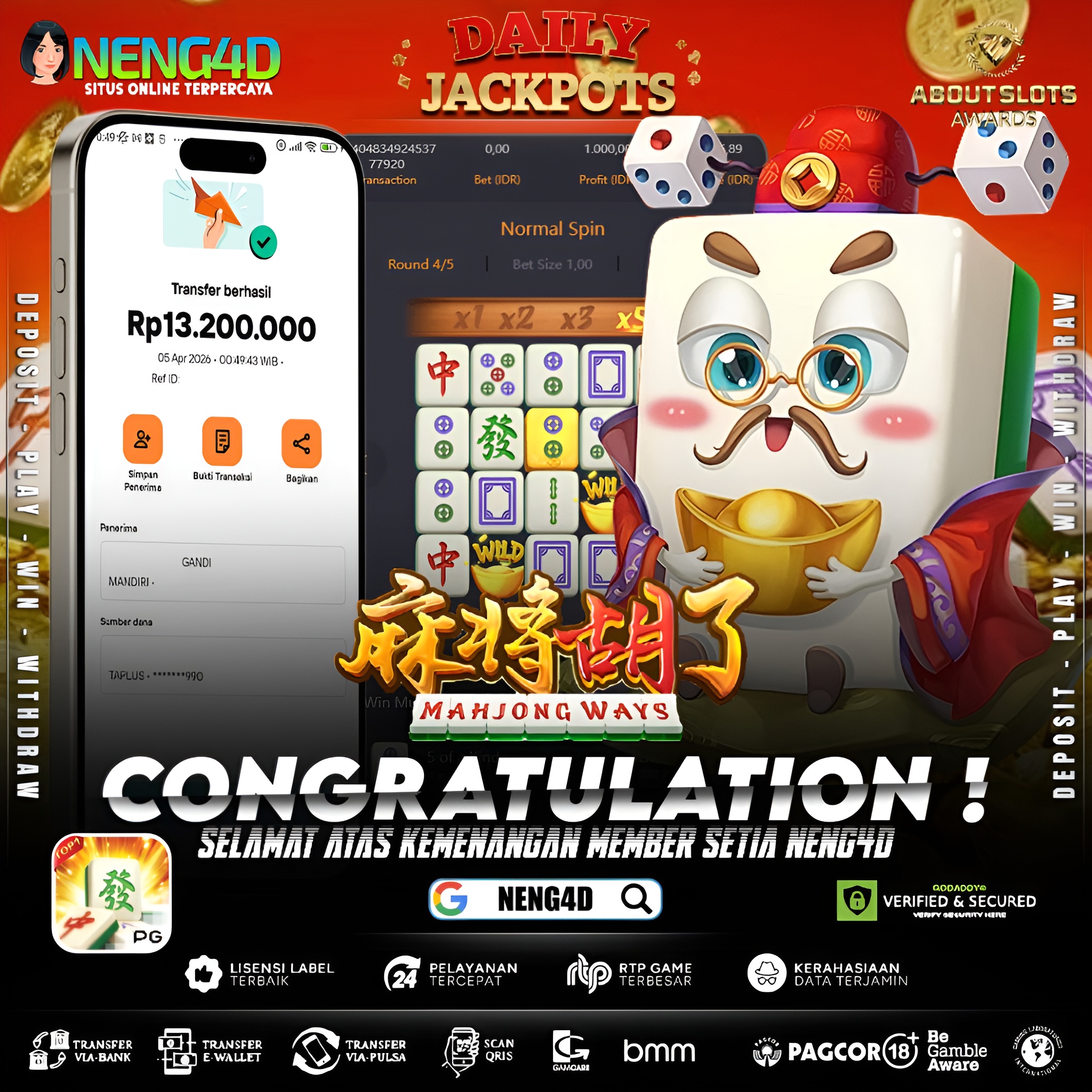 KEMENANGAN 13 JUTA DI MAHJONG WAYS