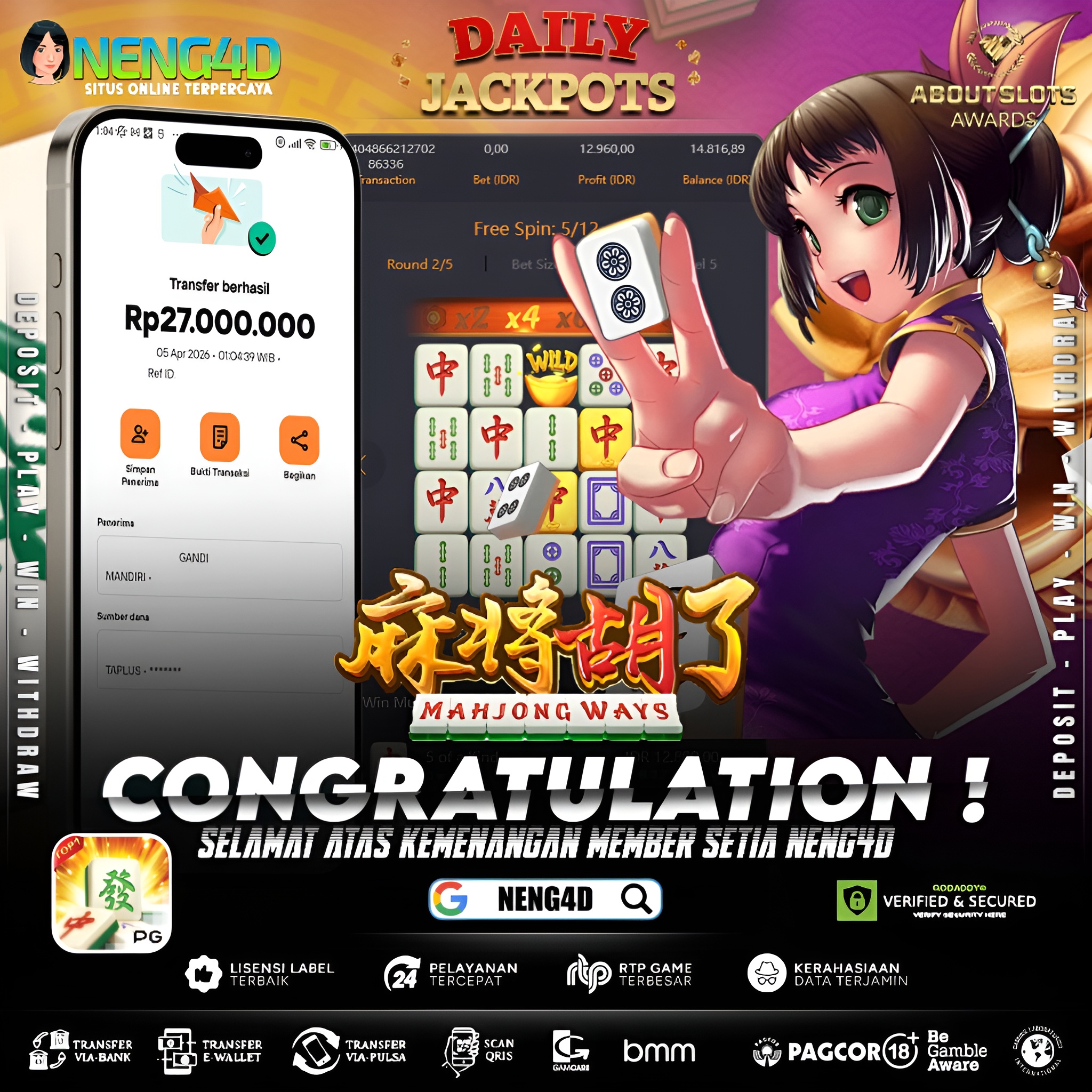 KEMENANGAN 27 JUTA DI MAHJONG WAYS