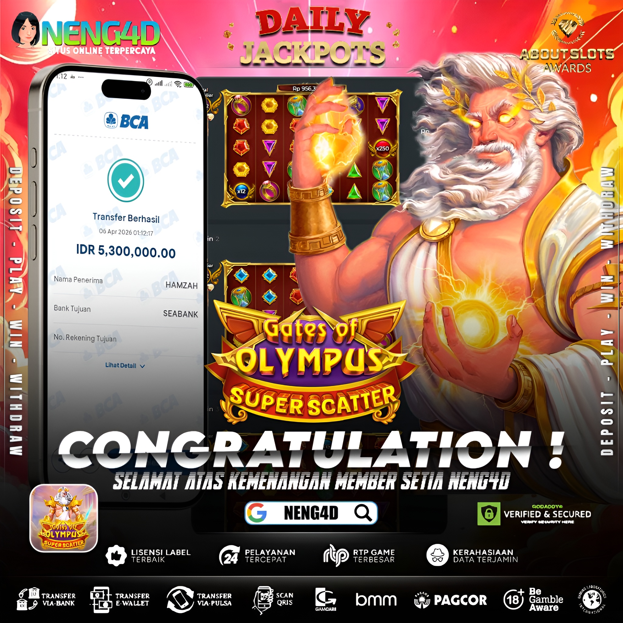 KEMENANGAN 5 JUTA DI GATES OF OLYMPUS SUPER SCATTER