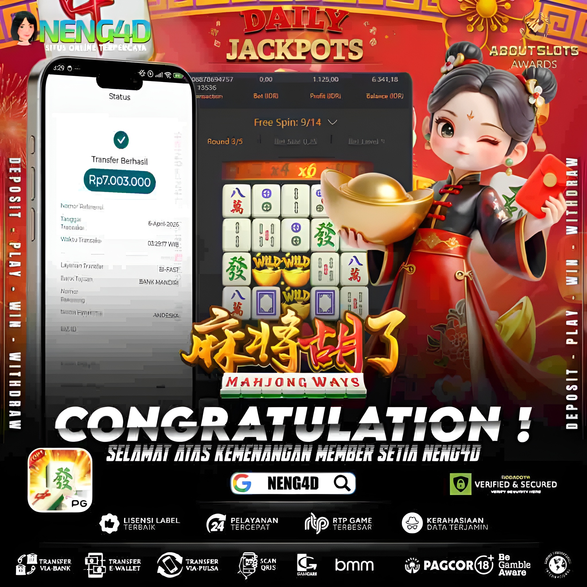 KEMENANGAN 7 JUTA DI MAHJONG WAYS