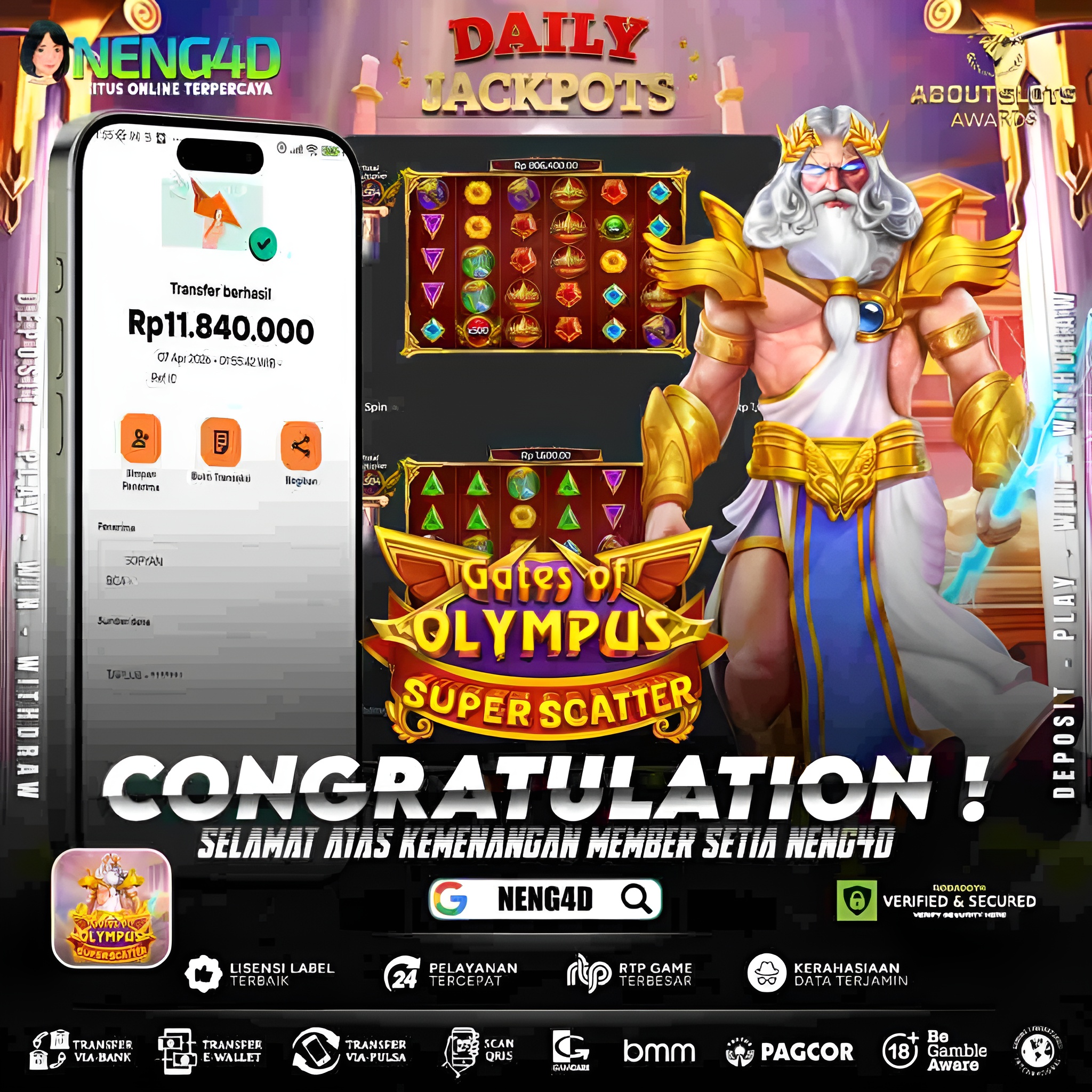 KEMENANGAN 11 JUTA DI GATES OF OLYMPUS SUPER SCATTER