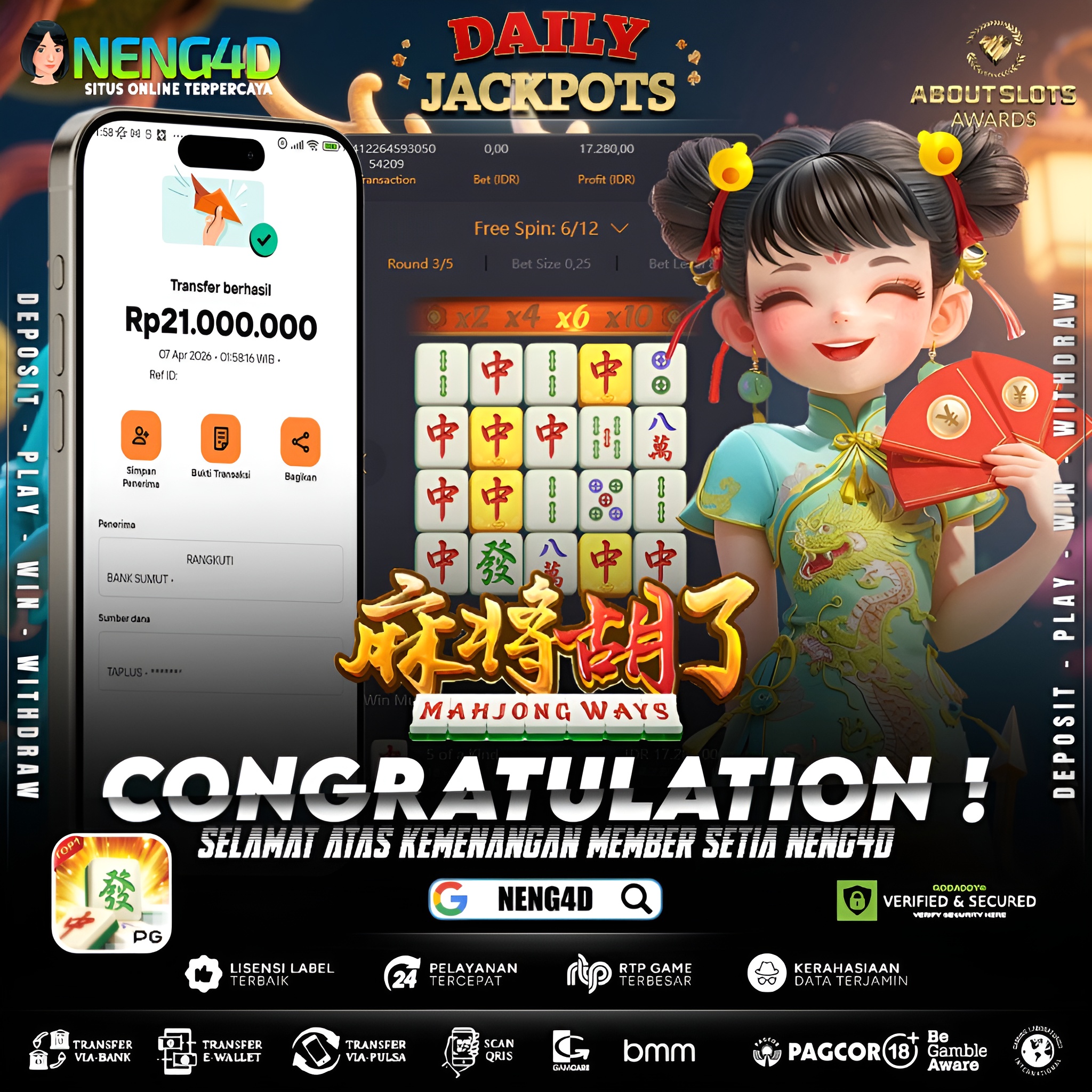 KEMENANGAN 21 JUTA DI MAHJONG WAYS