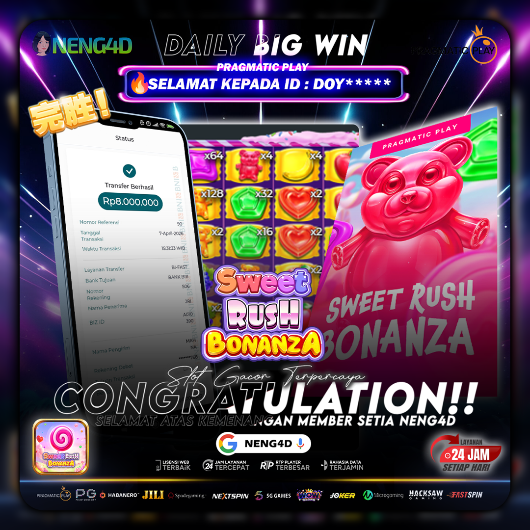 PRAGMATIC PLAY - JACKPOT SLOT SWEET RUSH BONANZA Rp.8.000.000