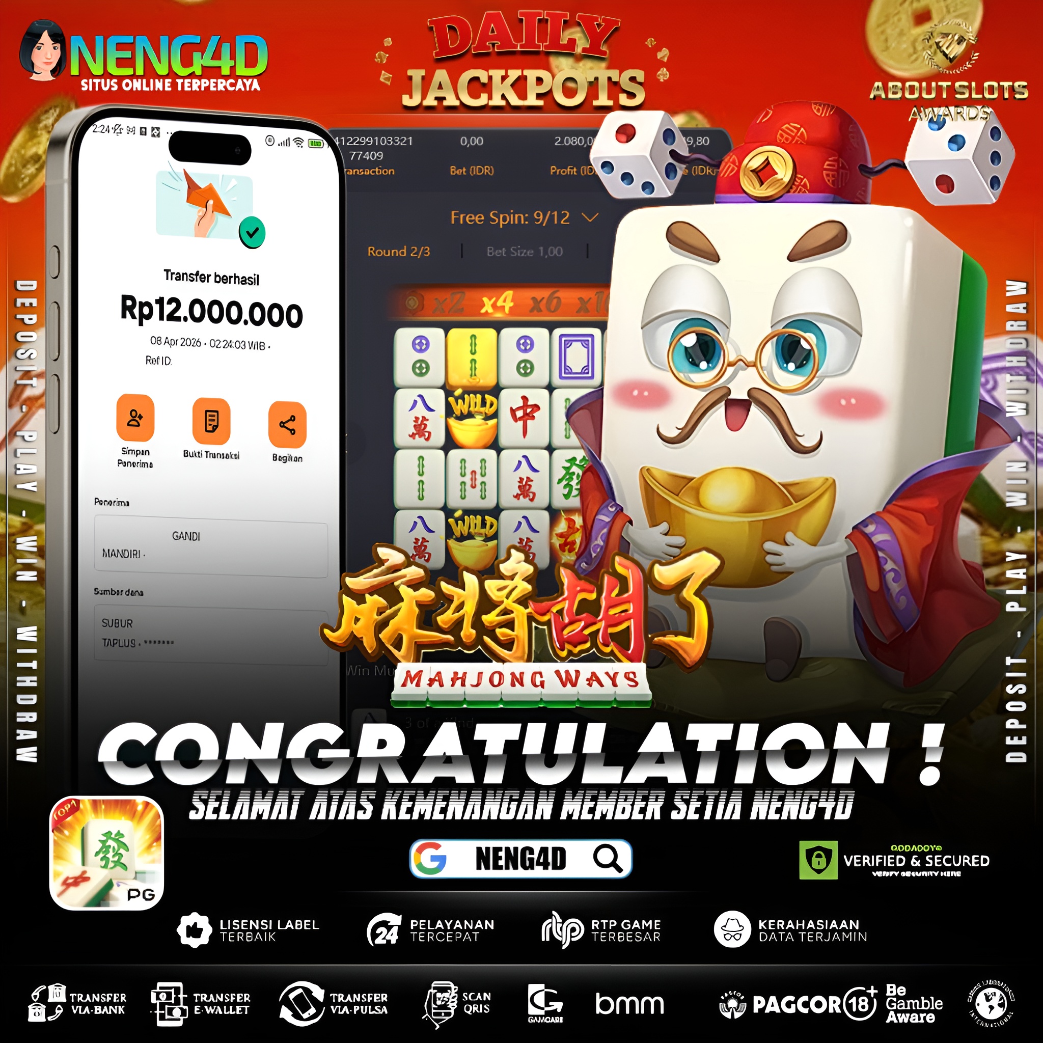KEMENANGAN 12 JUTA DI MAHJONG WAYS
