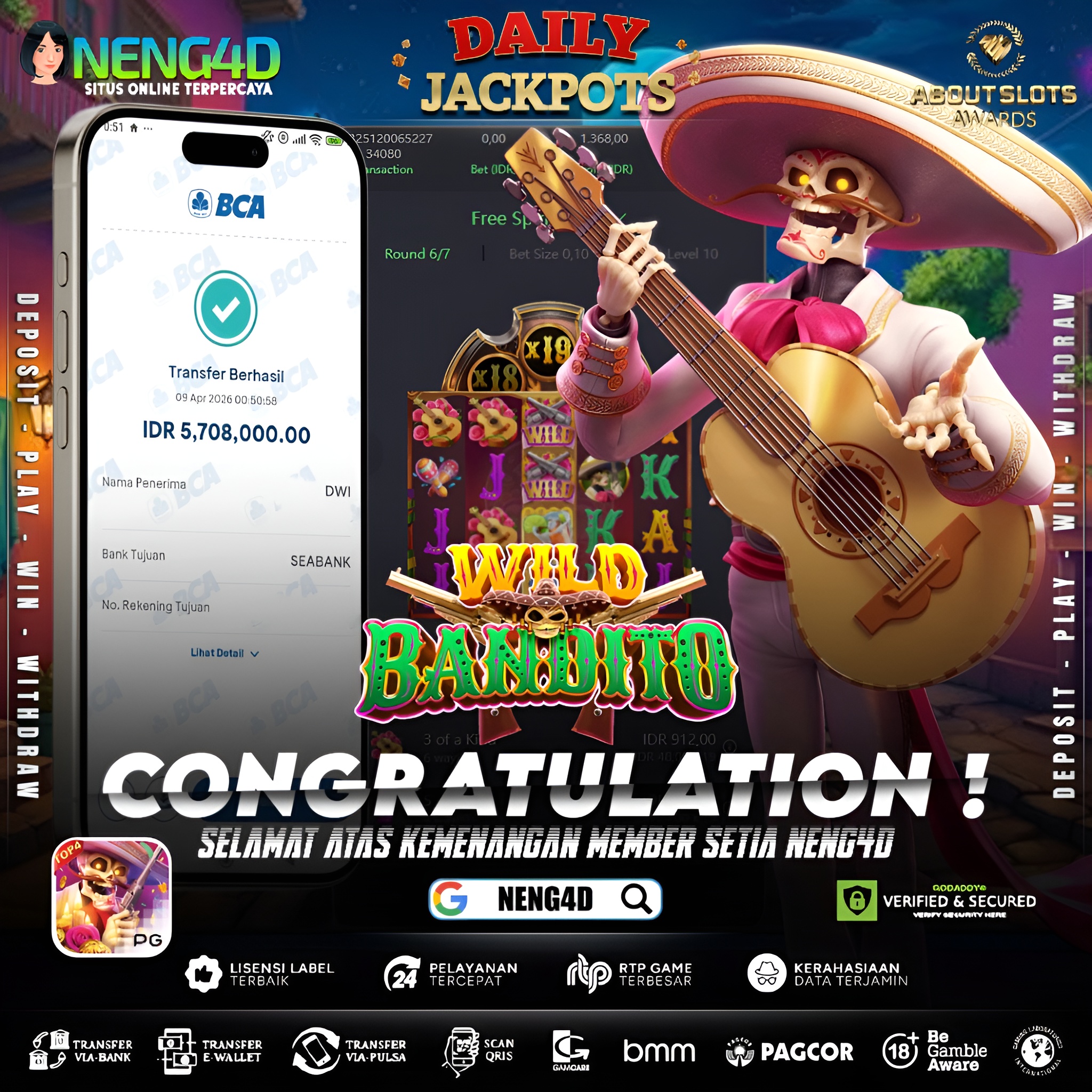 KEMENANGAN 5 JUTA DI WILD BANDITO