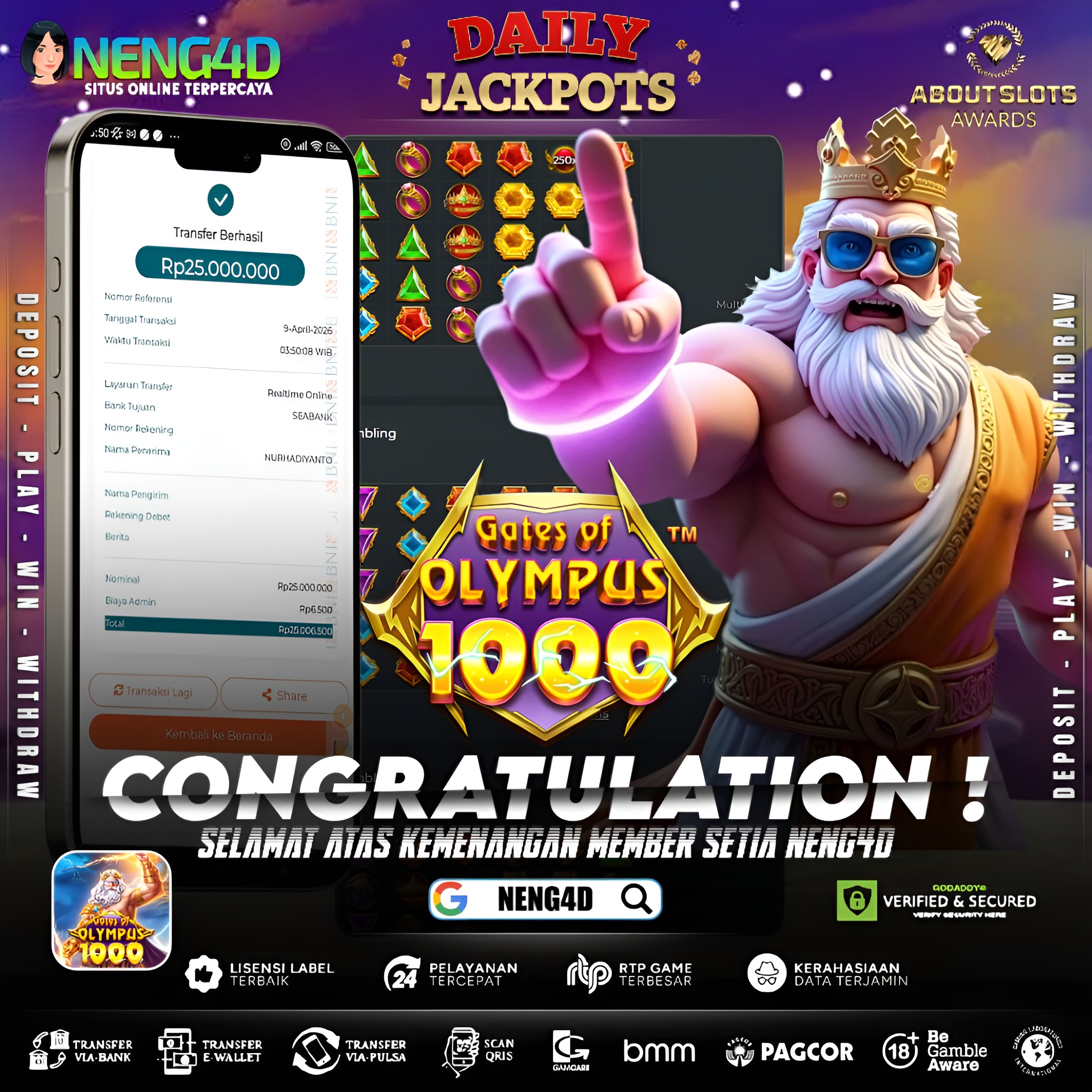KEMENANGAN 25 JUTA DI GATES OF OLYMPUS 1000