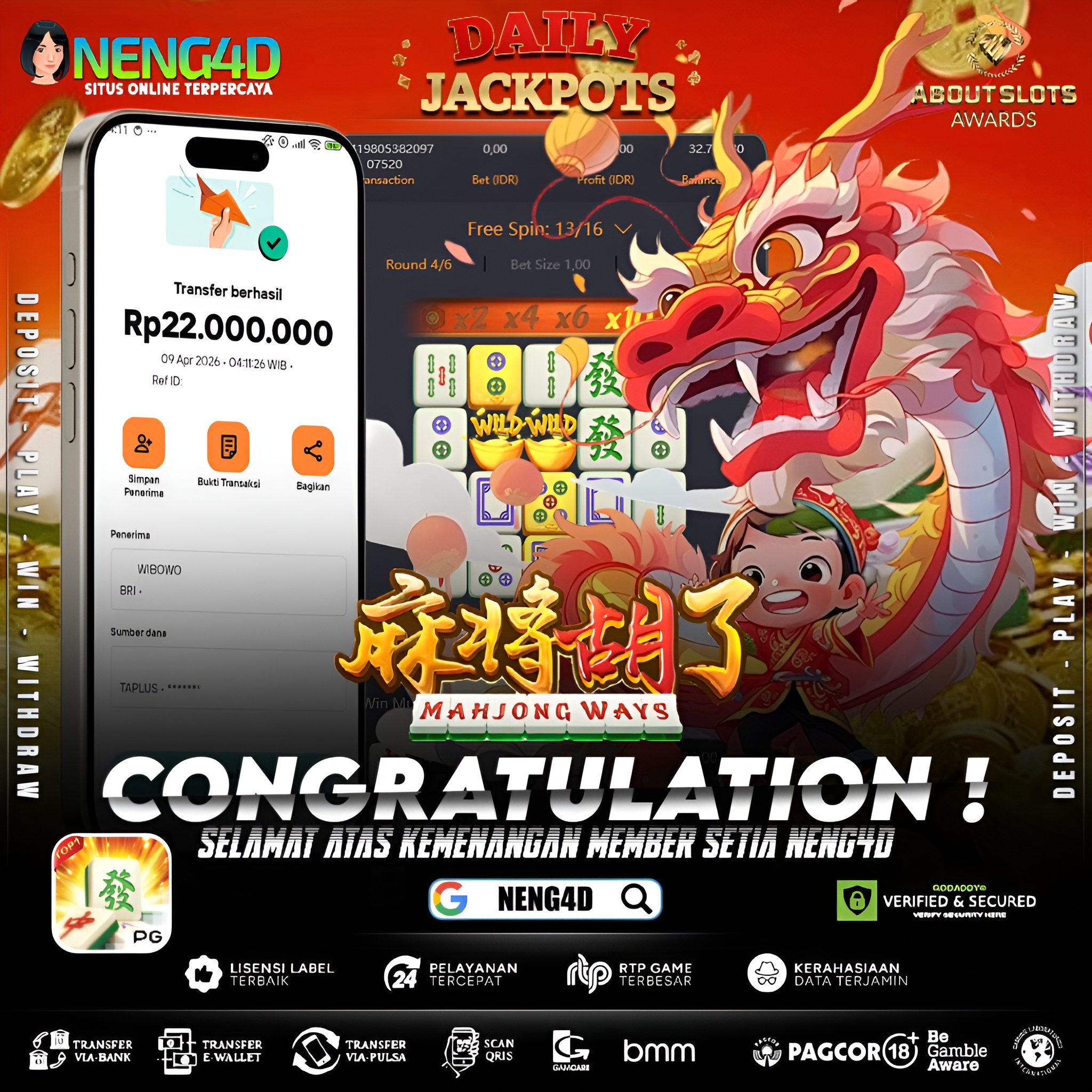 KEMENANGAN 22 JUTA DI MAHJONG WAYS