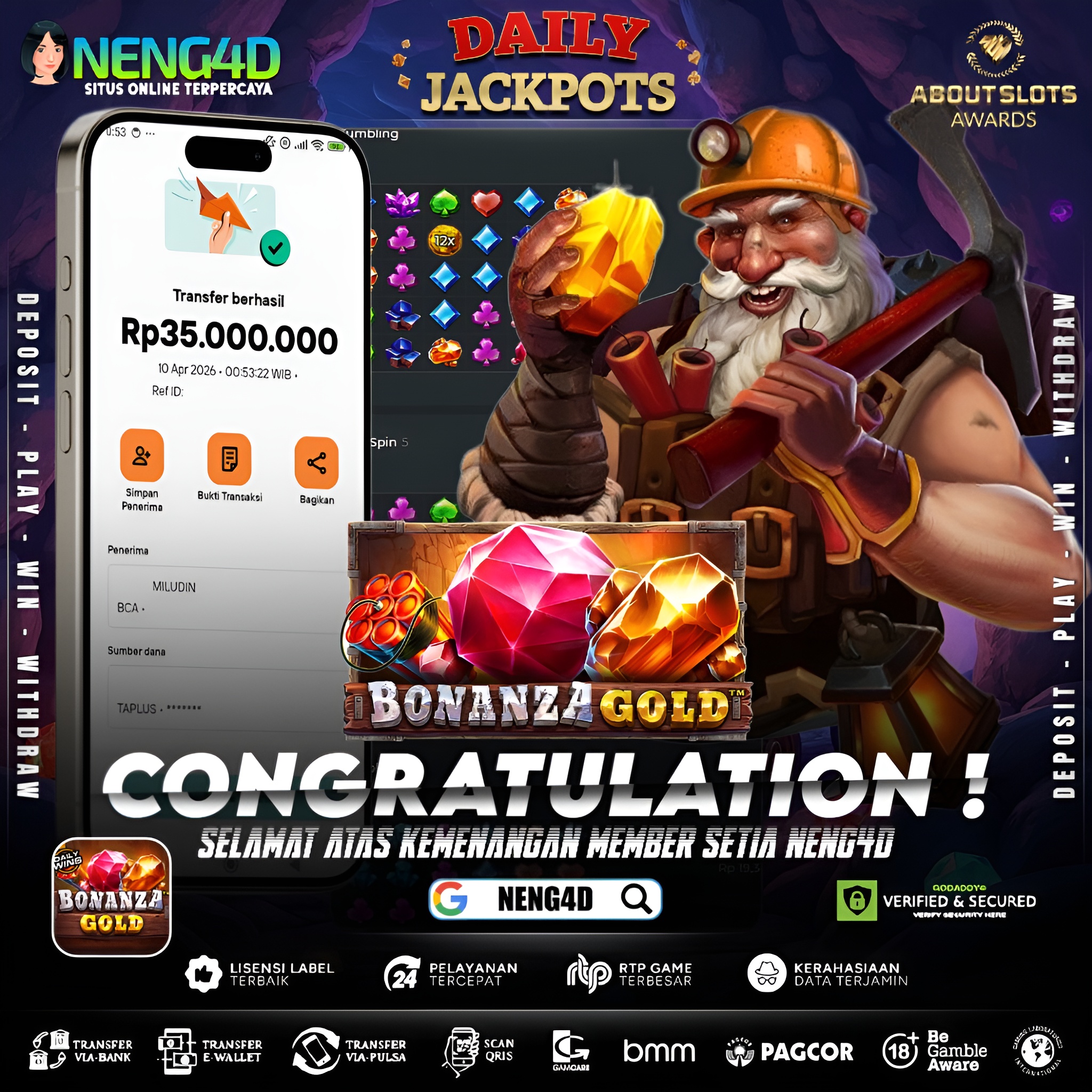 KEMENANGAN 35 JUTA DI BONANZA GOLD