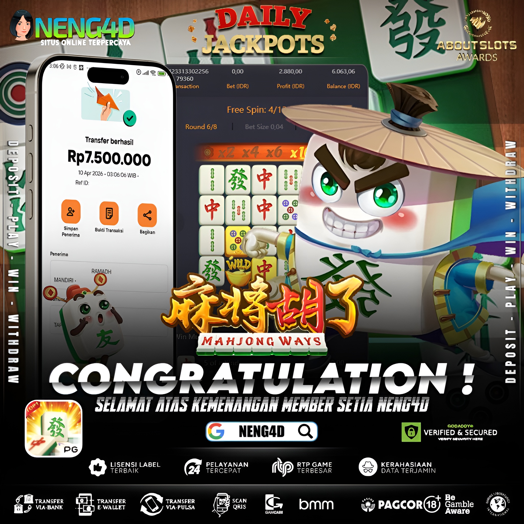 KEMENANGAN 7 JUTA DI MAHJONG WAYS