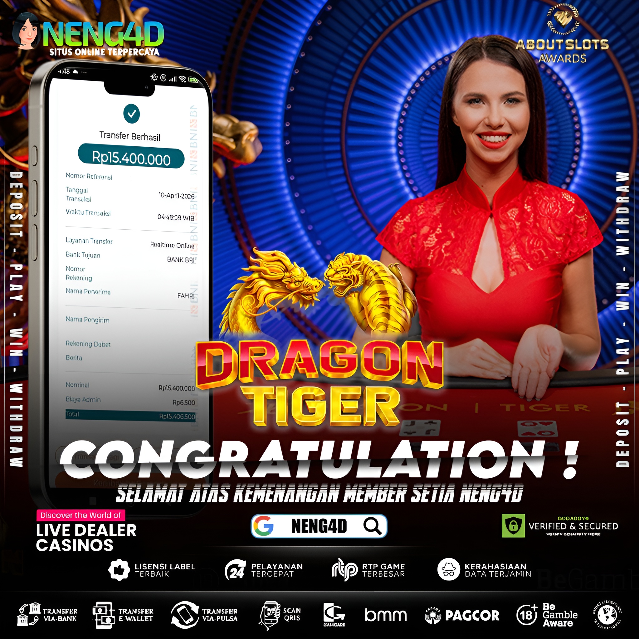 KEMENANGAN 15 JUTA DI LIVE GAMES DRAGON TIGER