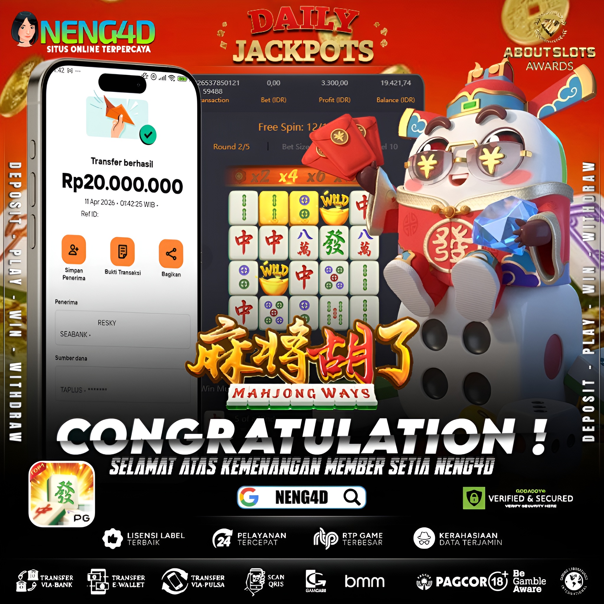 KEMENANGAN 20 JUTA DI MAHJONG WAYS