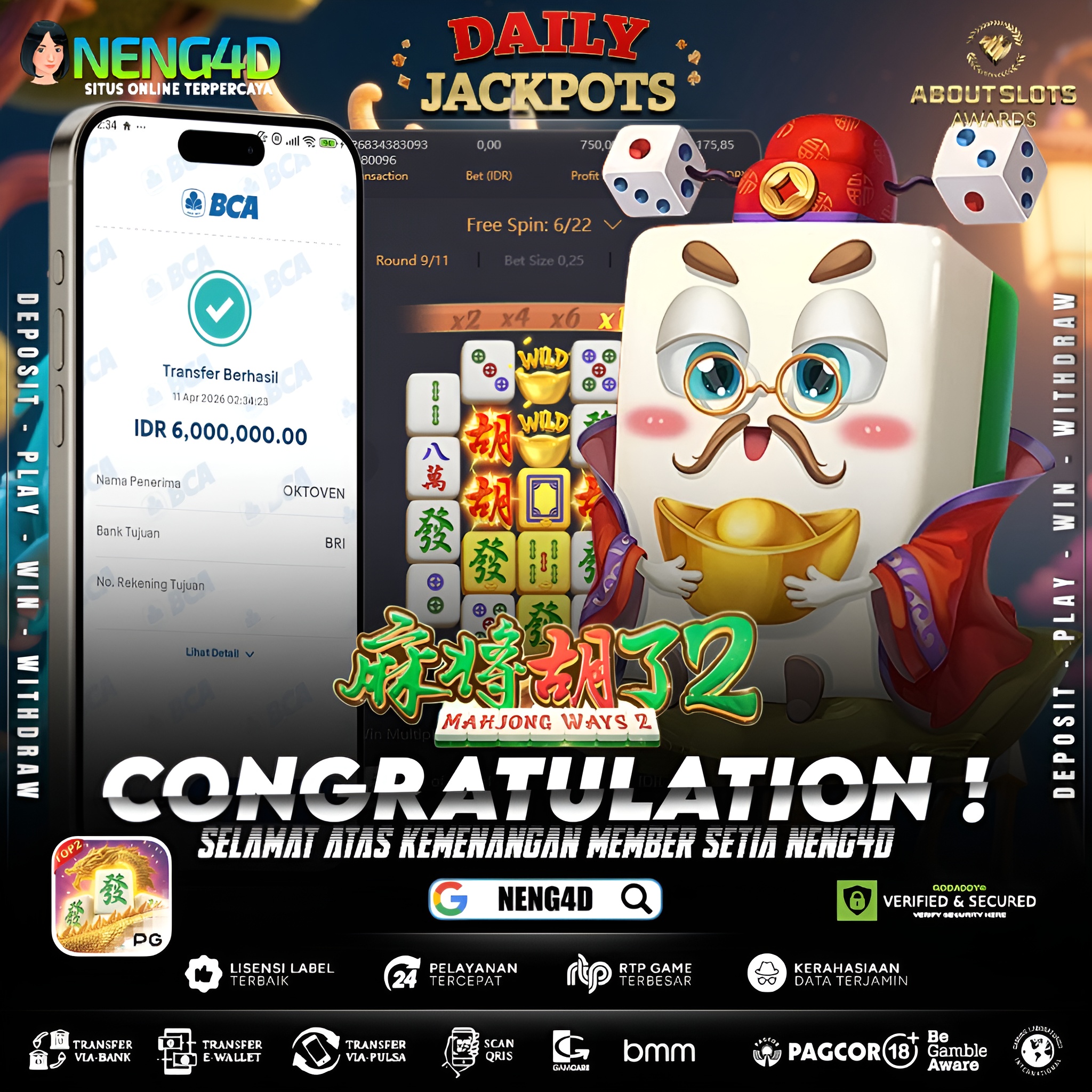 KEMENANGAN 6 JUTA DI MAHJONG WAYS