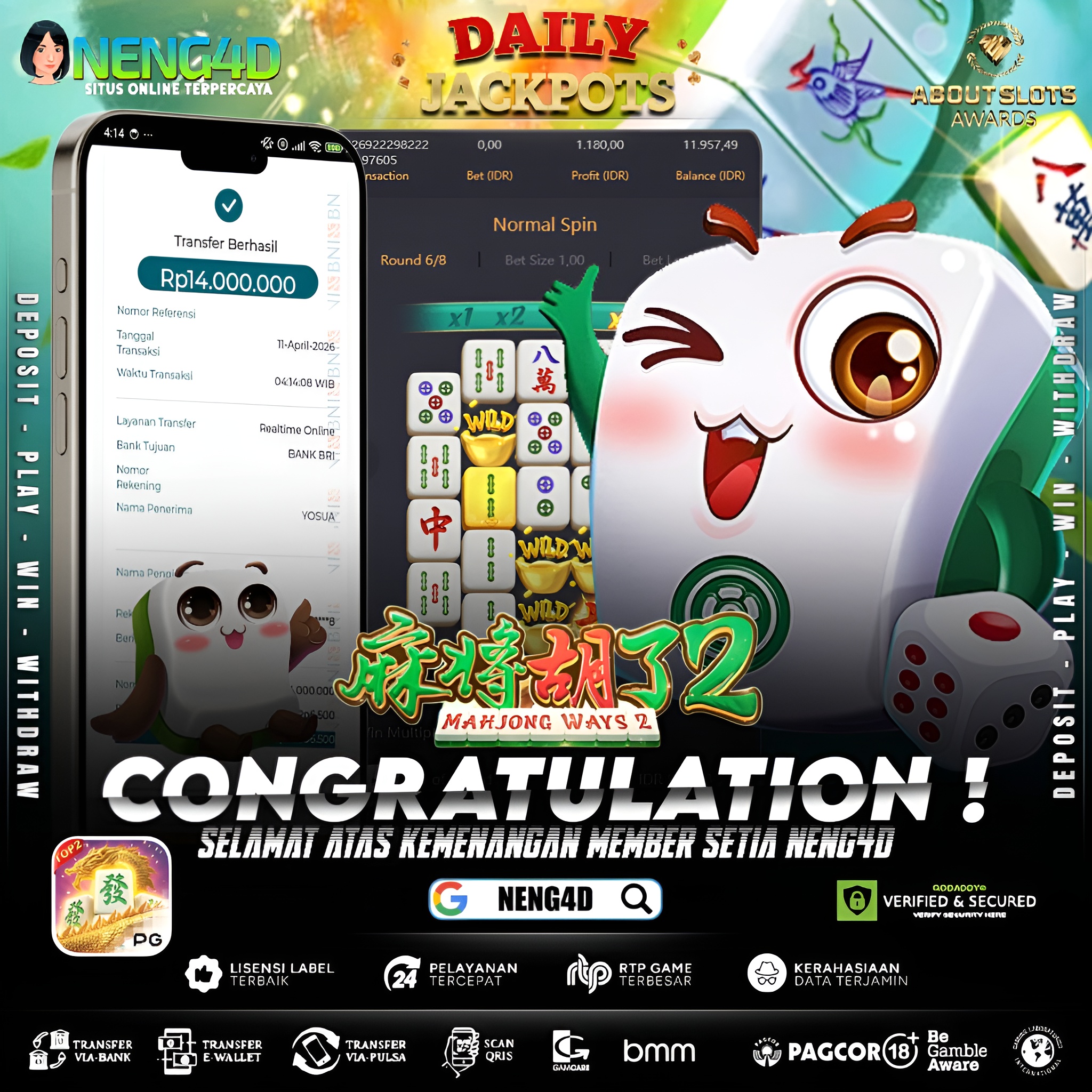 KEMENANGAN 14 JUTA DI MAHJONG WAYS