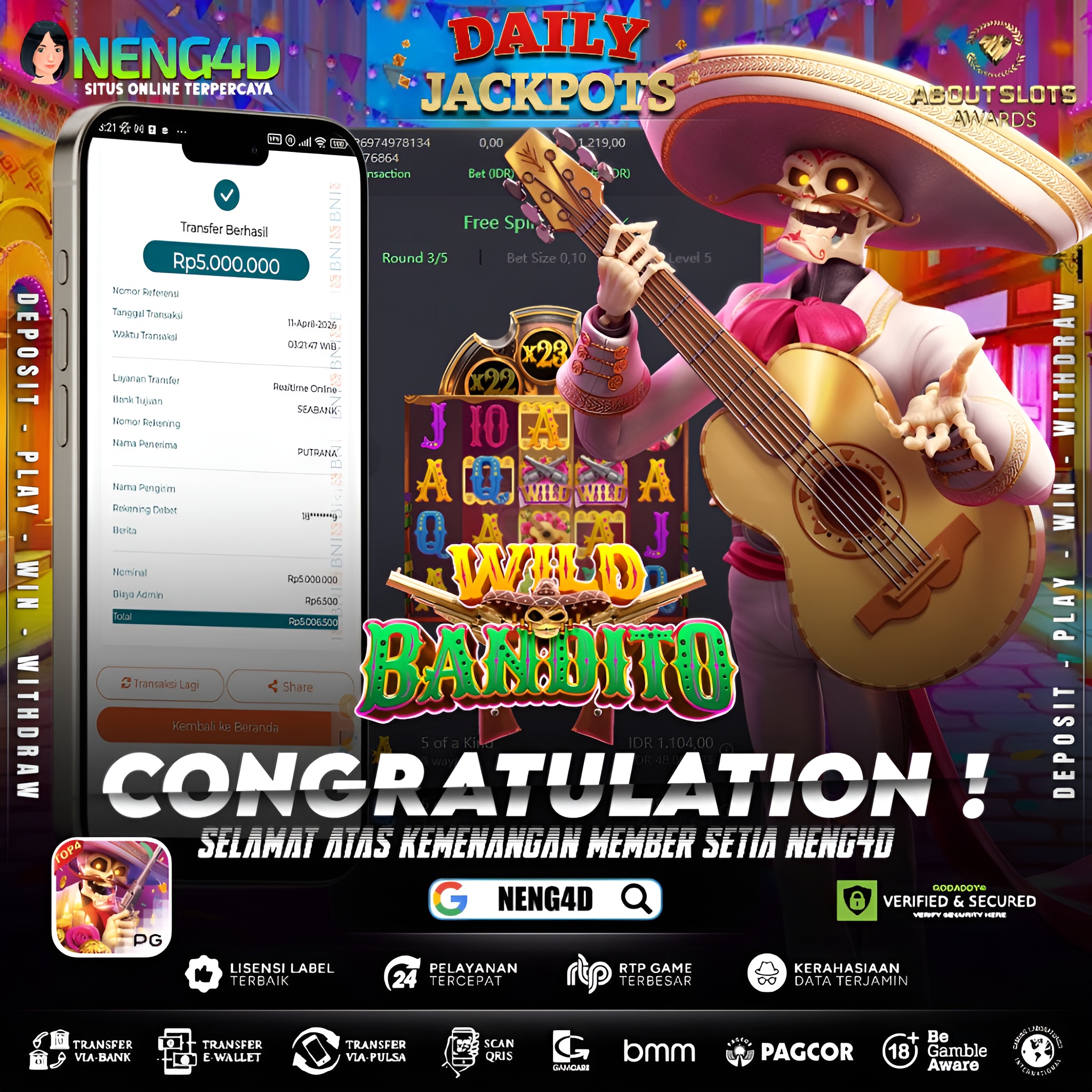 KEMENANGAN 5 JUTA DI WILD BANDITO