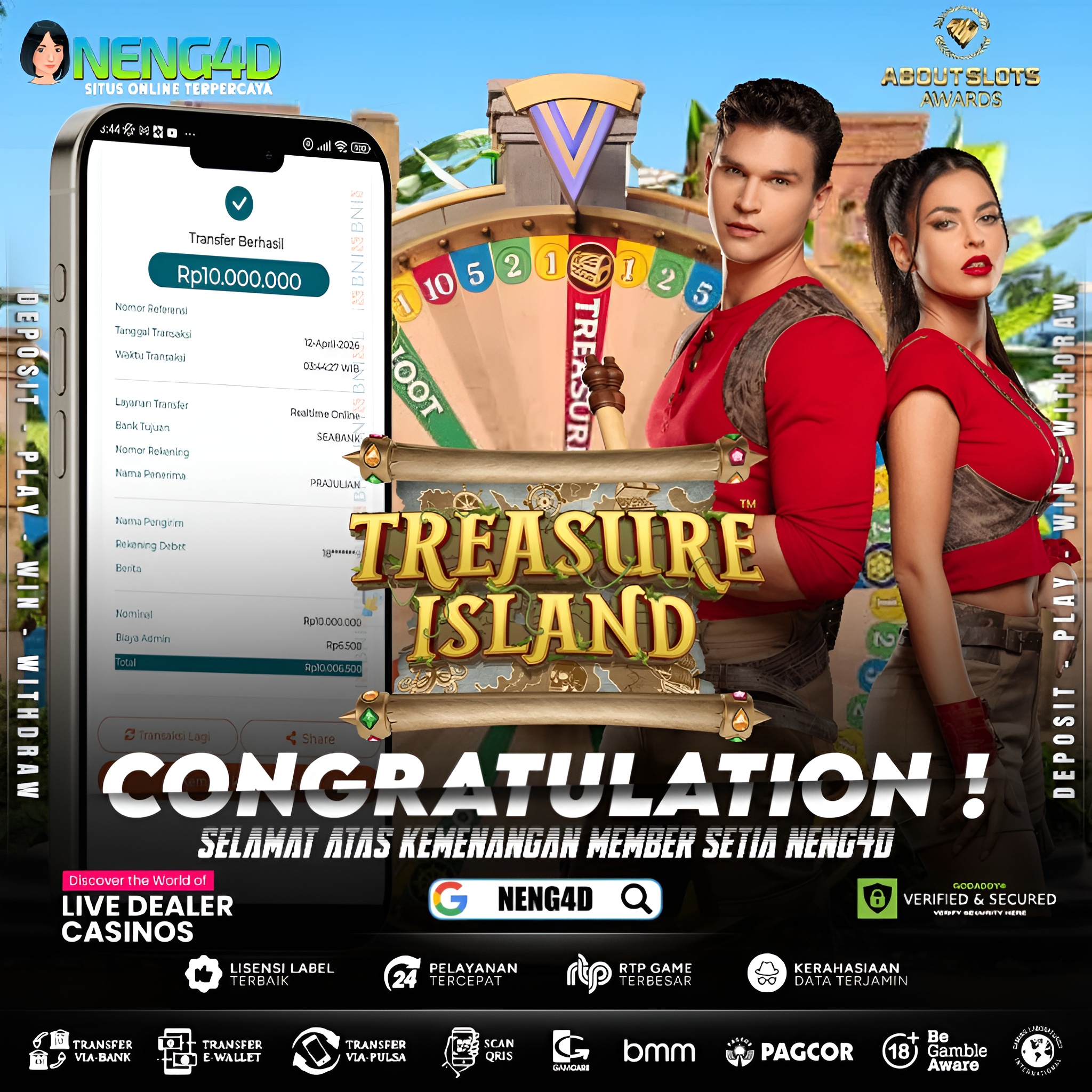 KEMENANGAN 10 JUTA DI LIVE GAMES TREASURE ISLAND